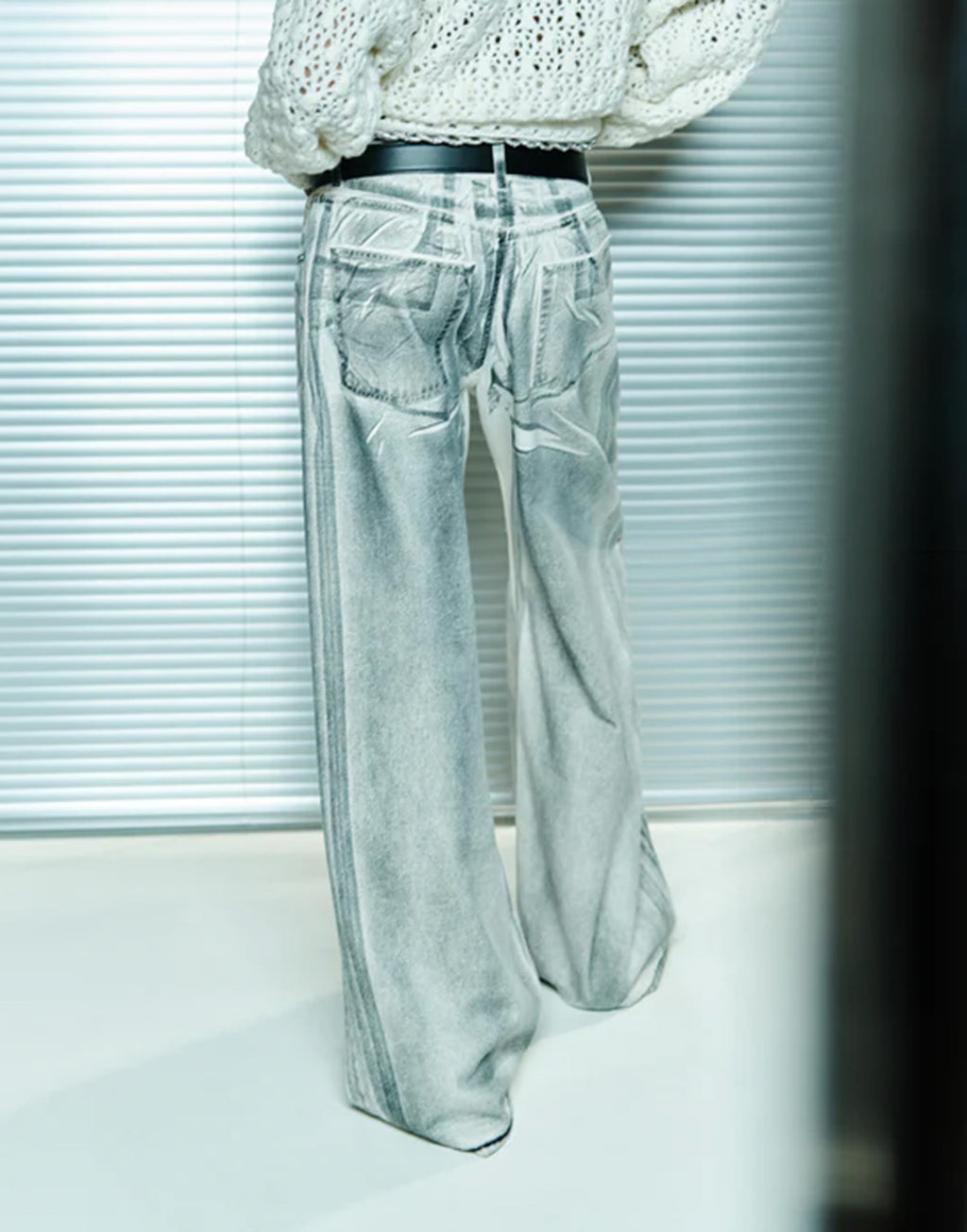 CIRCUS HOTEL Jeans Wide Leg in Denim Placcato