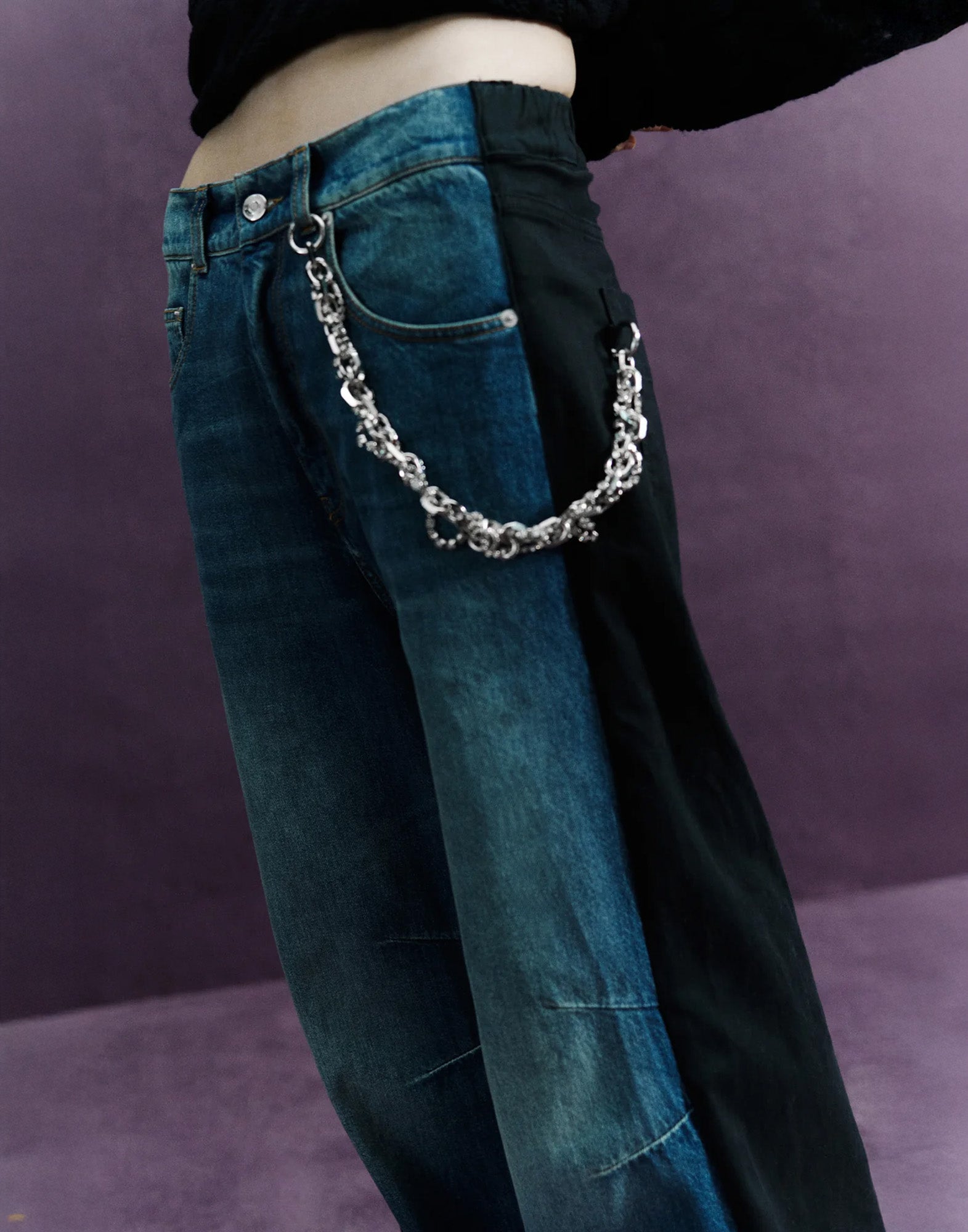 CIRCUS HOTEL Pantaloni Wide Leg in Denim e Cotone