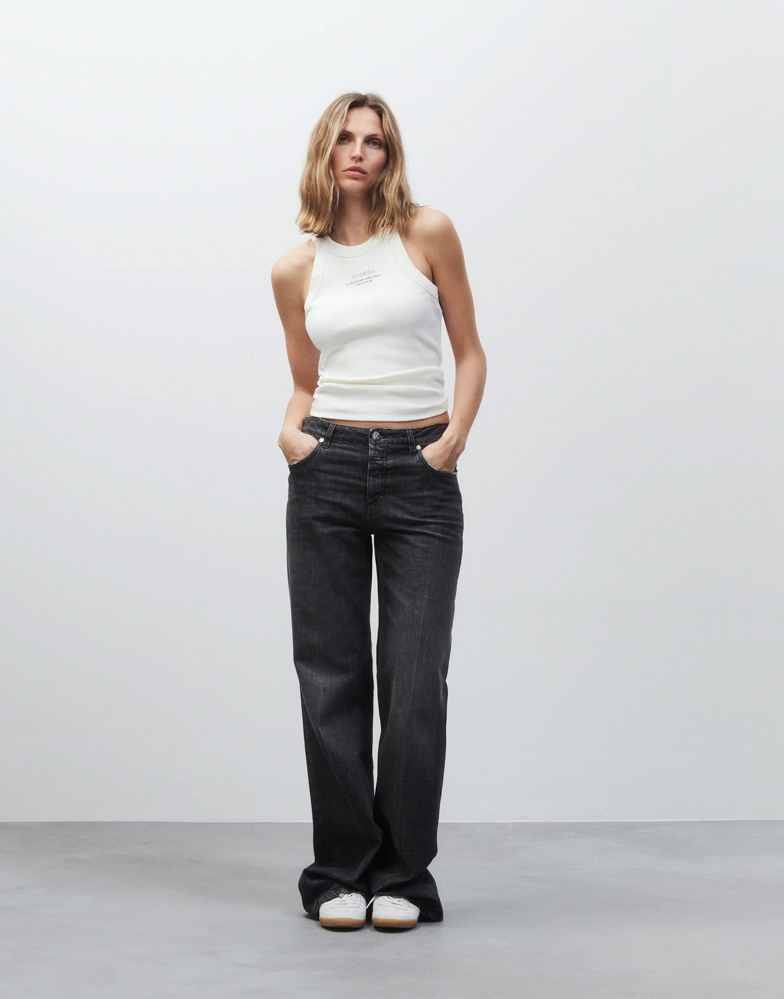 CLOSED Jeans Gillan Wide Fit a Vita Bassa Neri