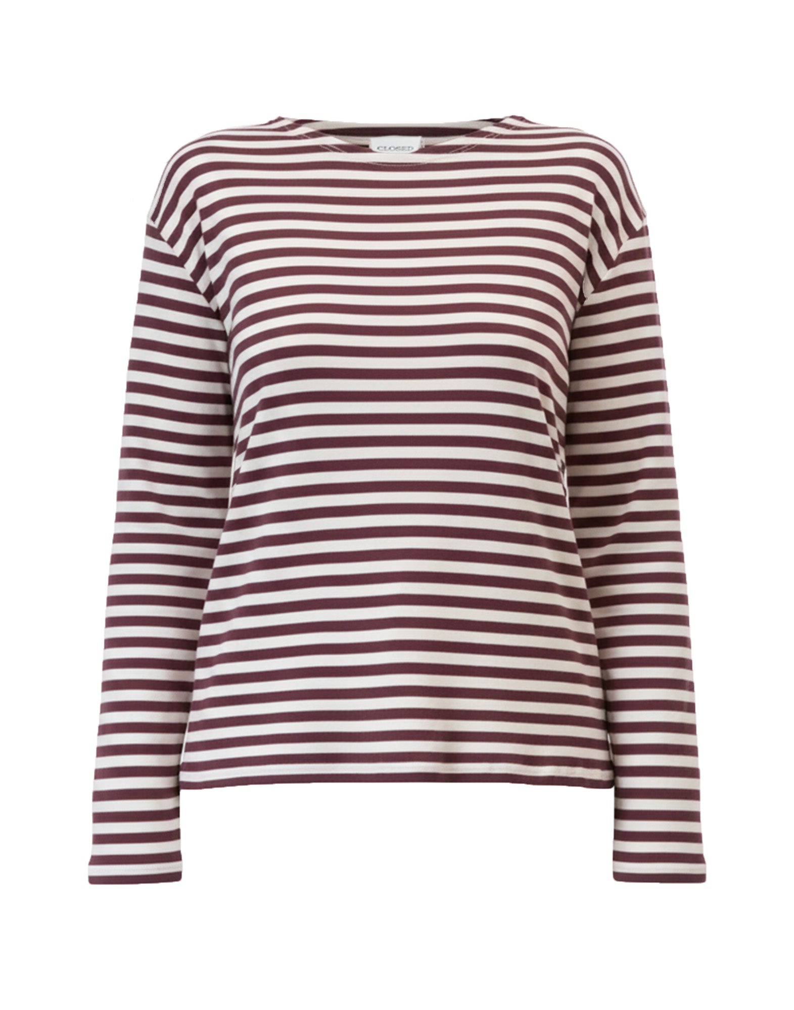 CLOSED T-shirt Rigata a Manica Lunga in Jersey di Cotone e Modal