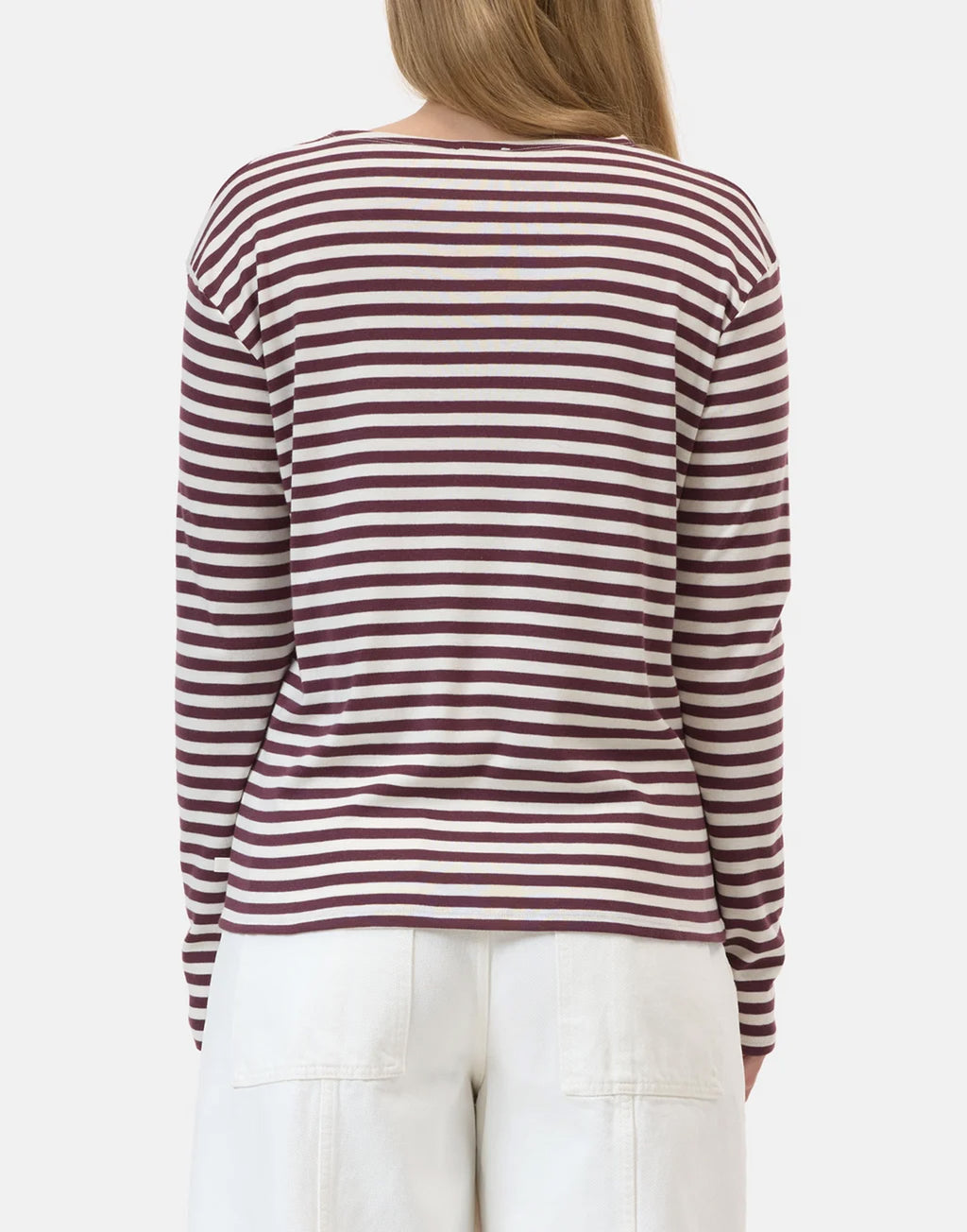 CLOSED T-shirt Rigata a Manica Lunga in Jersey di Cotone e Modal