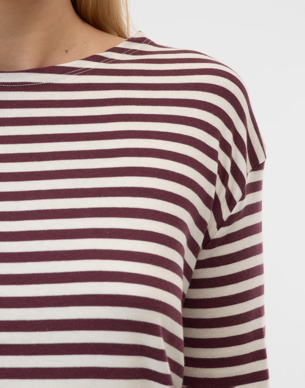 CLOSED T-shirt Rigata a Manica Lunga in Jersey di Cotone e Modal