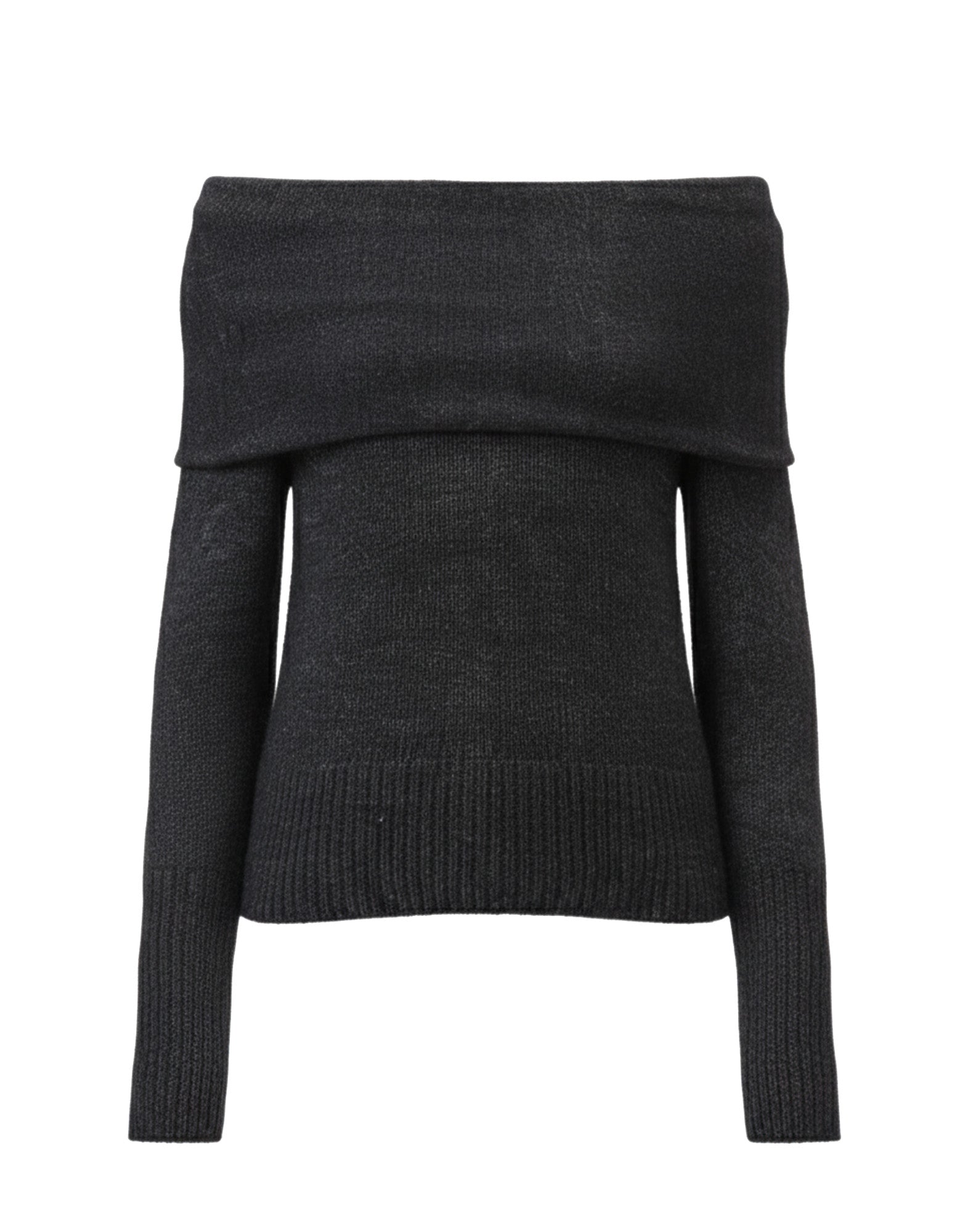 CLOSED Maglione a Scollo Ampio in Misto Cotone e Alpaca Nero