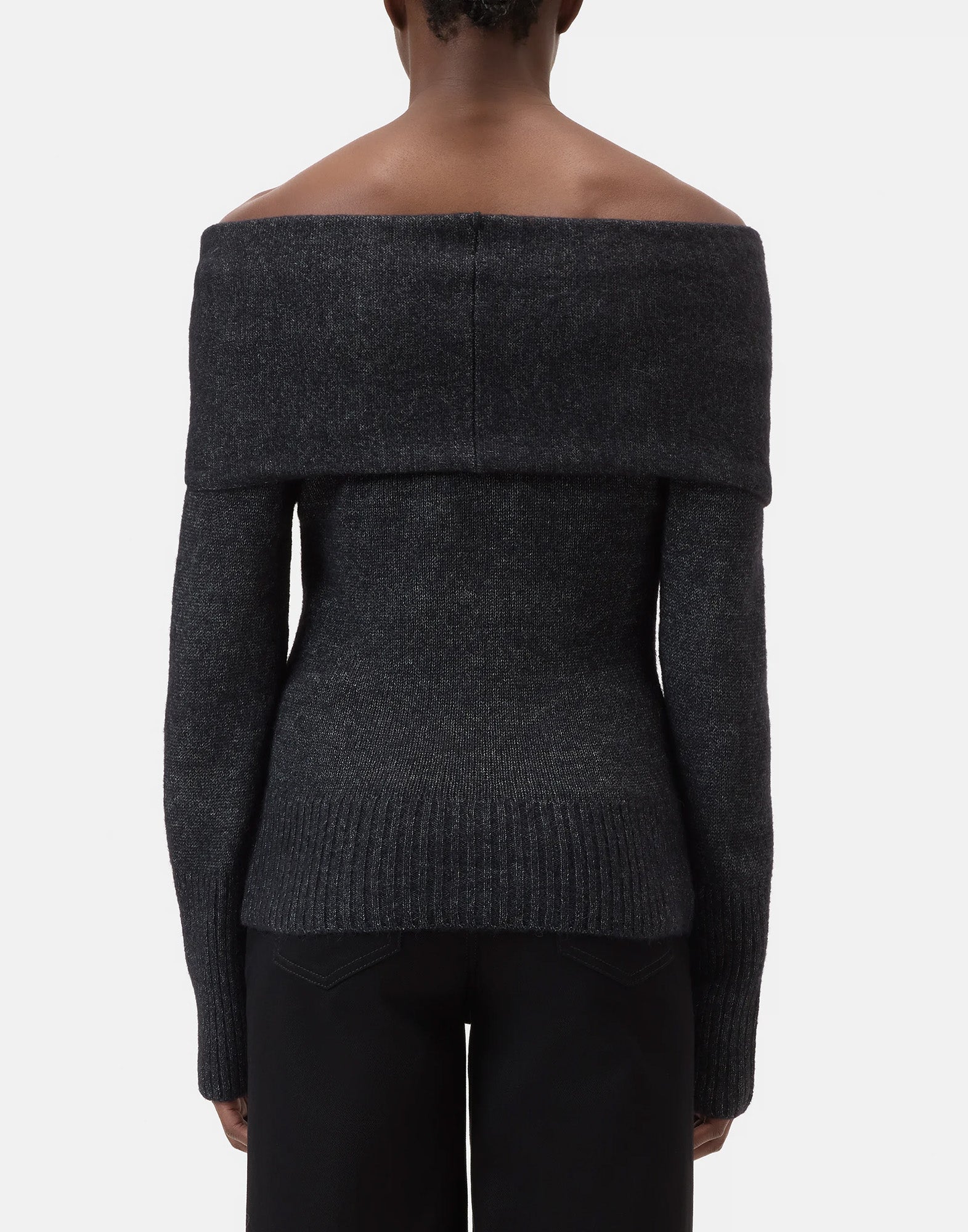 CLOSED Maglione a Scollo Ampio in Misto Cotone e Alpaca Nero