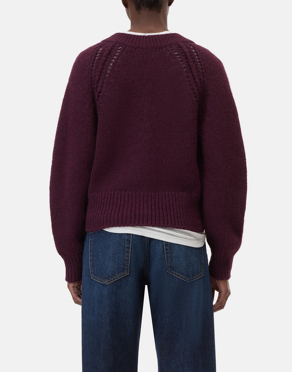 CLOSED Cardigan in Misto Alpaca con Dettagli Ajour Dark Raisin Red