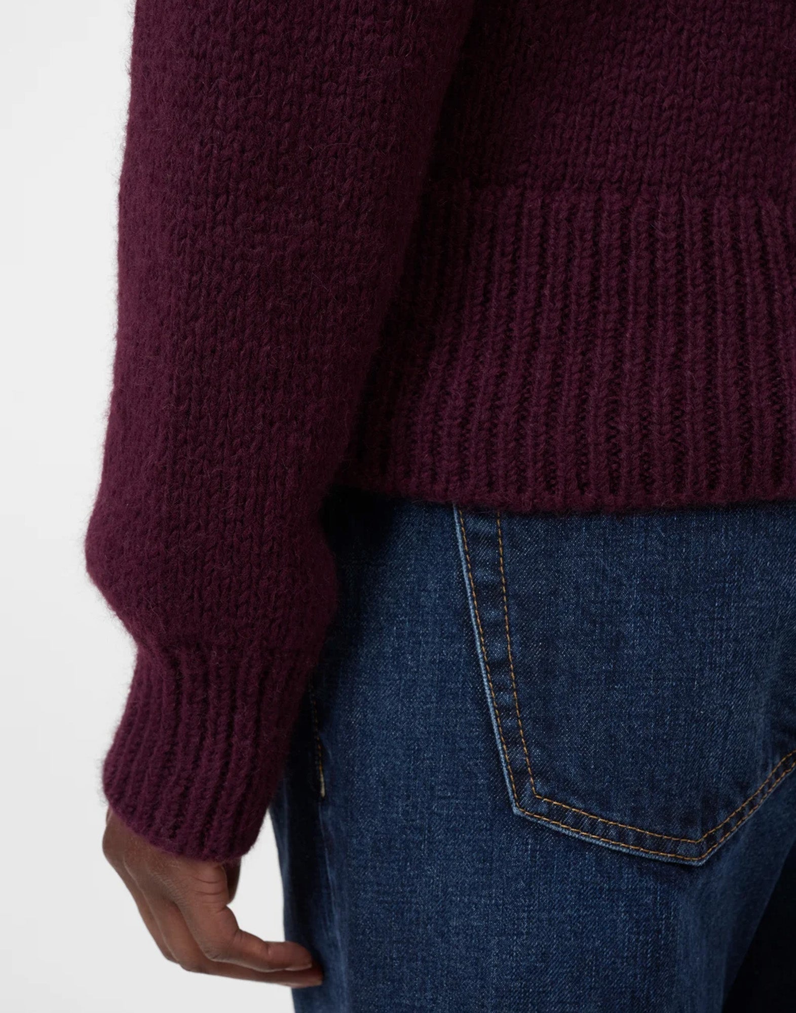 CLOSED Cardigan in Misto Alpaca con Dettagli Ajour Dark Raisin Red