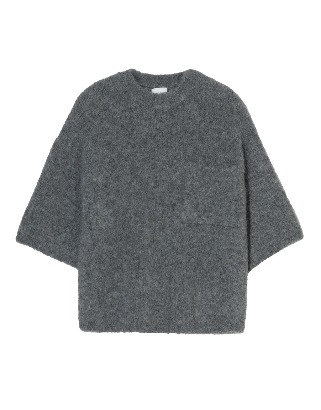 CLOSED Maglione a Maniche Corte in Misto Alpaca e Lana Grigio Melange