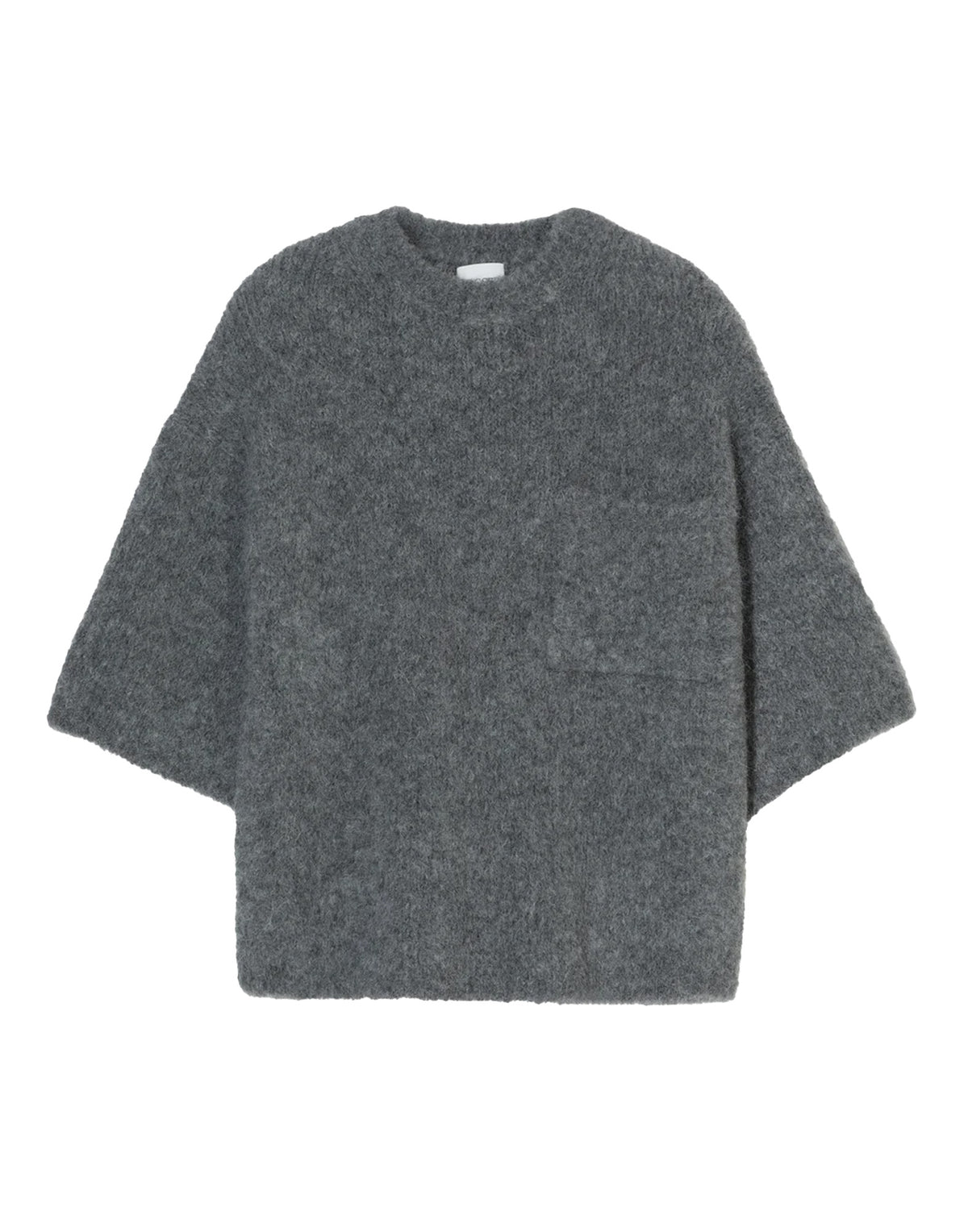 CLOSED Maglione a Maniche Corte in Misto Alpaca e Lana Grigio Melange