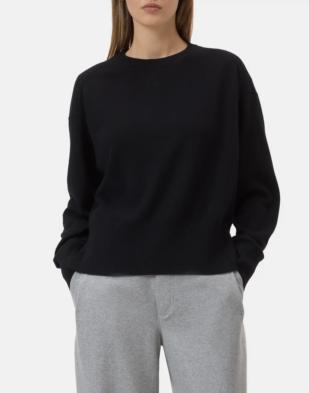 CLOSED Maglione Girocollo in Puro Cashmere Nero