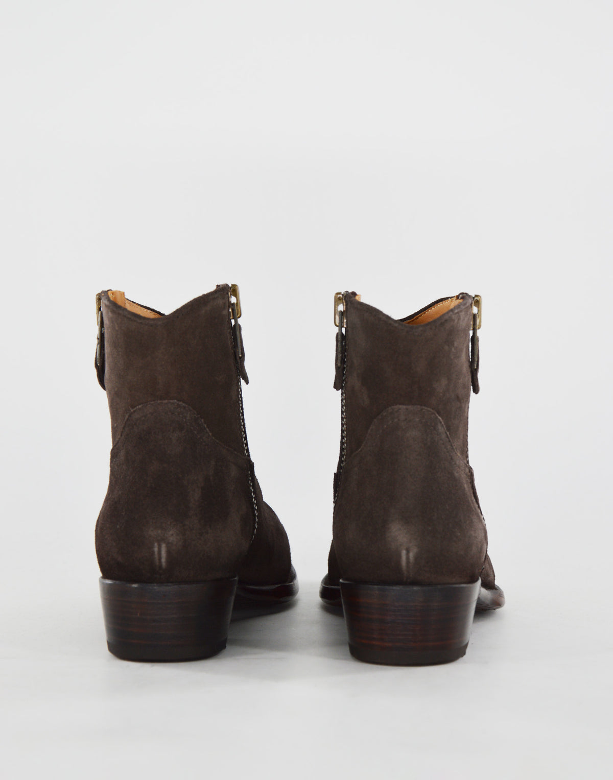 Bottines DAMY bleu en croûte de cuir marron foncé