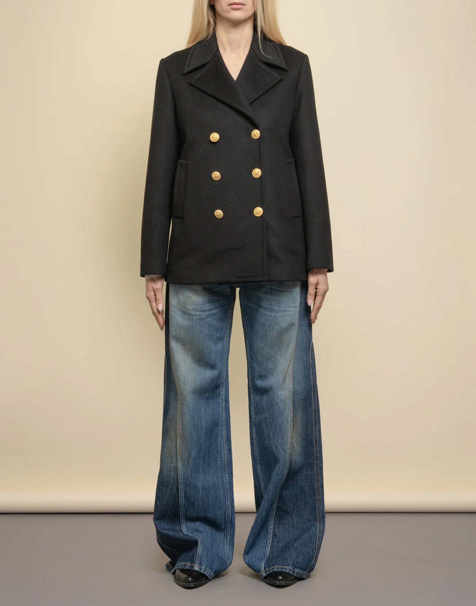 DEPARTMENT FIVE Holiday Peacoat in Panno Nero