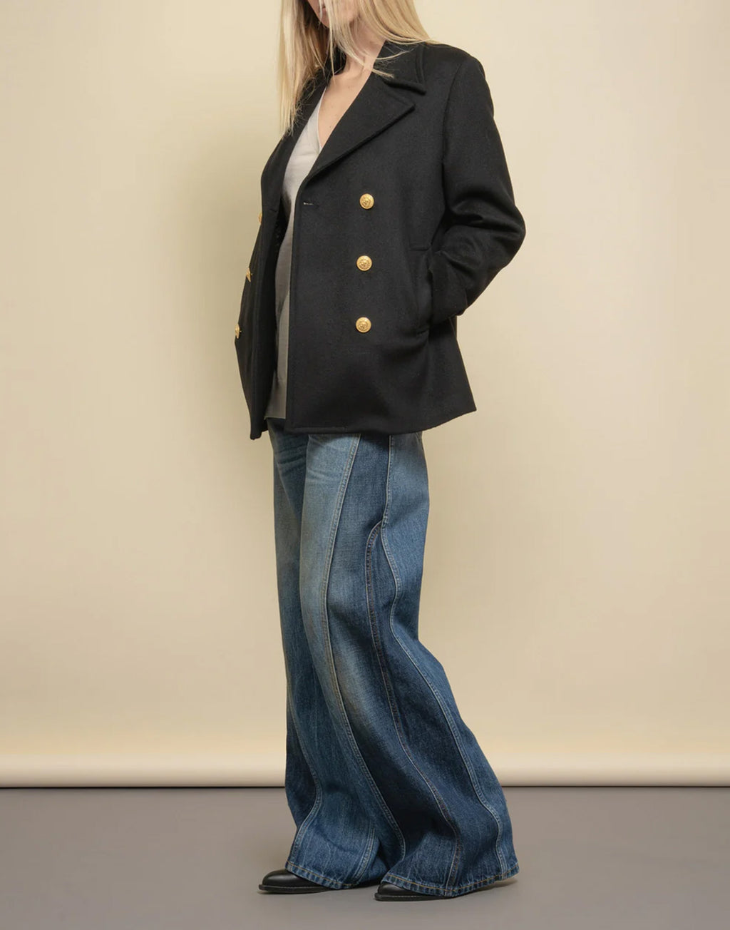 DEPARTMENT FIVE Holiday Peacoat in Panno Nero