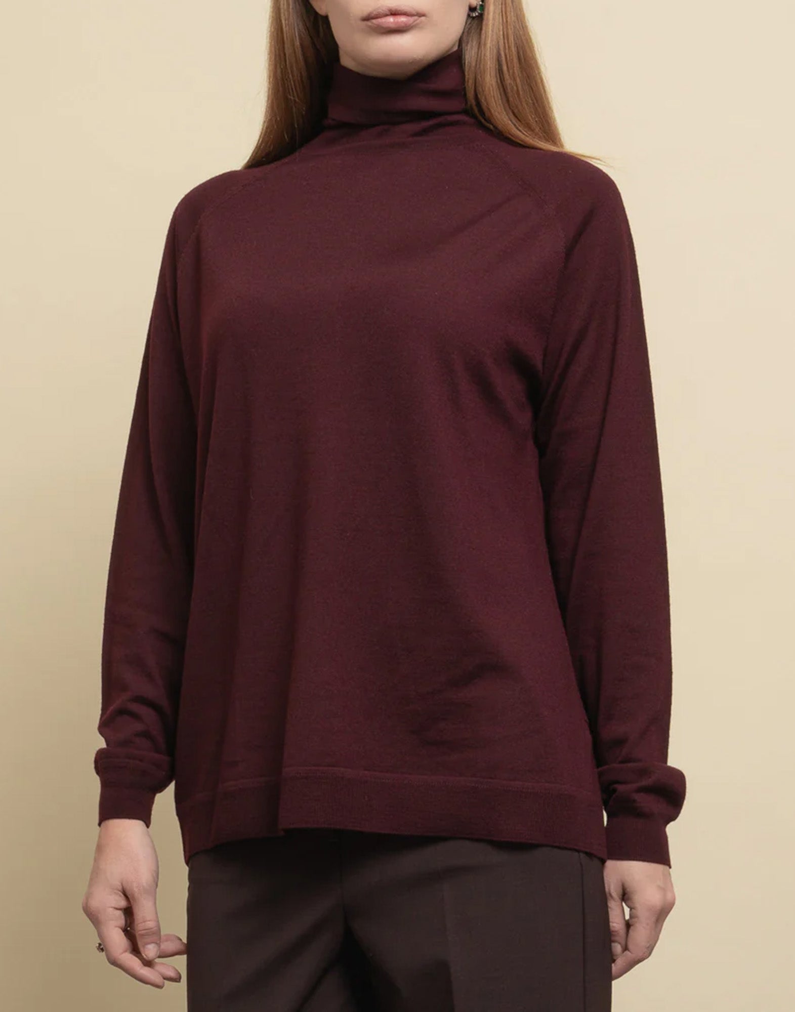 DEPARTMENT FIVE Maglia a Collo Alto in Lana Merinos Extrafine Bordeaux