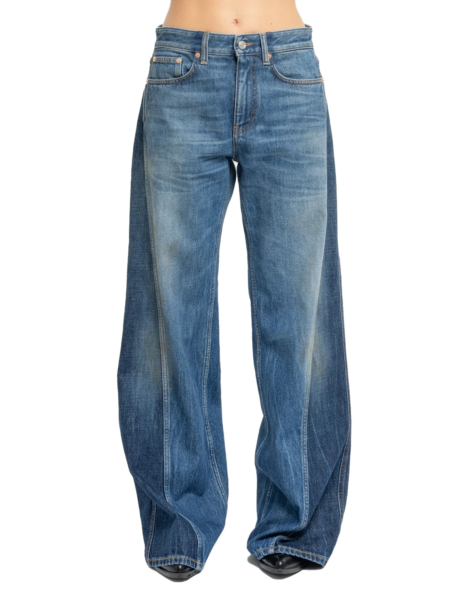 DEPARTMENT FIVE Jeans Resort a Gamba Ampia in Denim Blu