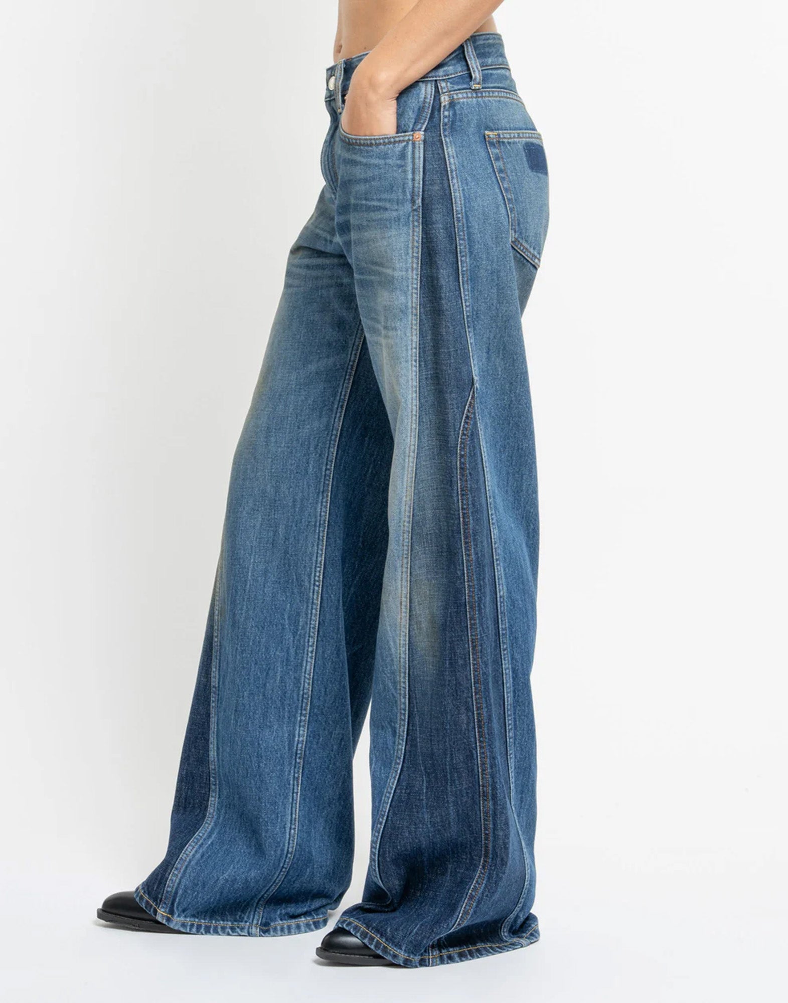 DEPARTMENT FIVE Jeans Resort a Gamba Ampia in Denim Blu