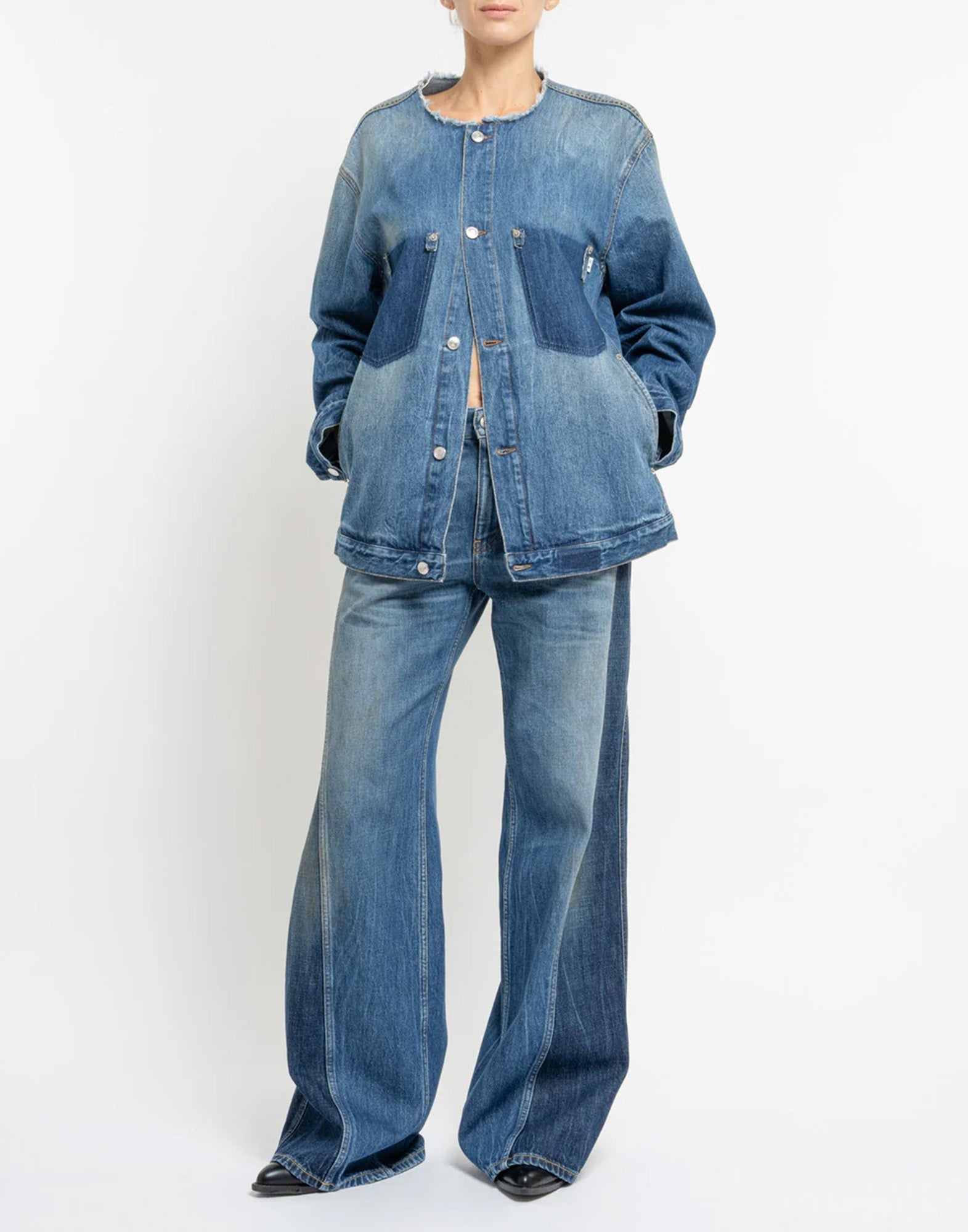 DEPARTMENT FIVE Jeans Resort a Gamba Ampia in Denim Blu