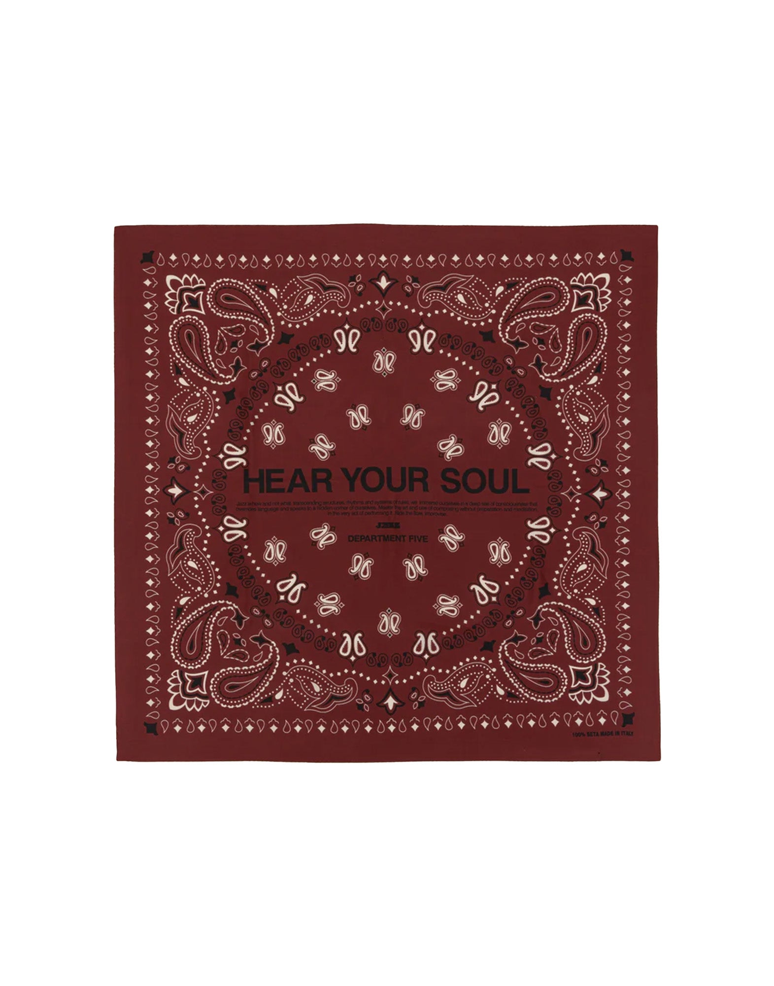 DEPARTMENT FIVE Bandana in Seta con Stampa "Hear Your Soul" Bordeaux