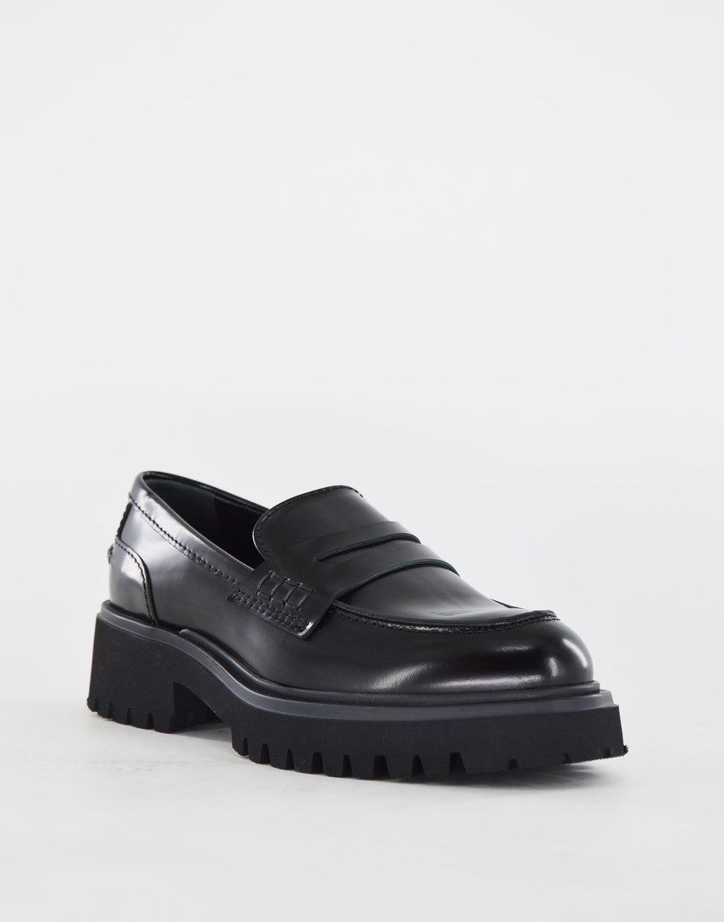 DOUUOD Mocassini Fondo Gomma in Vitello Nero Spazzolato