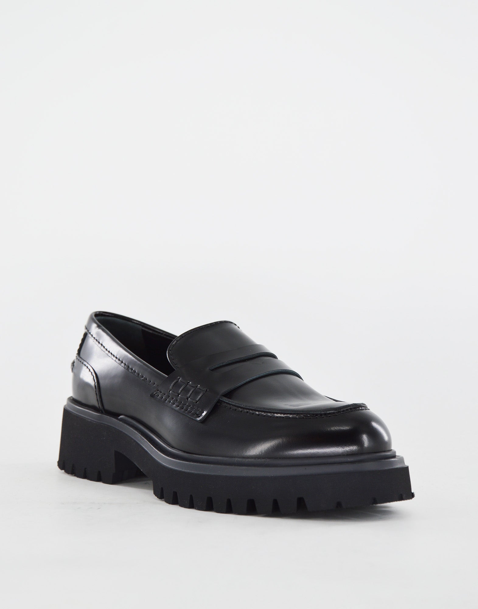 DOUUOD Mocassini Fondo Gomma in Vitello Nero Spazzolato