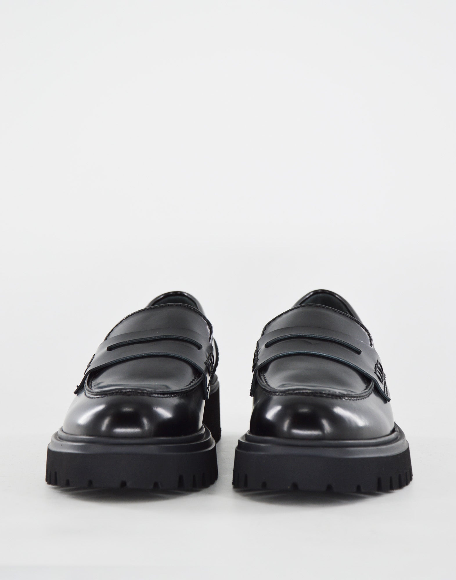 DOUUOD Mocassini Fondo Gomma in Vitello Nero Spazzolato