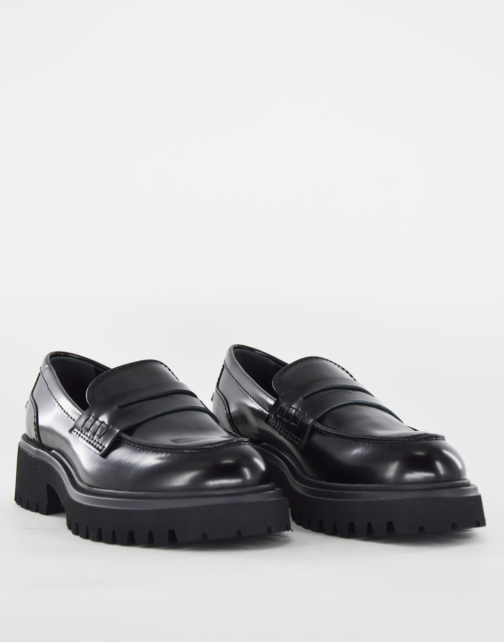 DOUUOD Mocassini Fondo Gomma in Vitello Nero Spazzolato