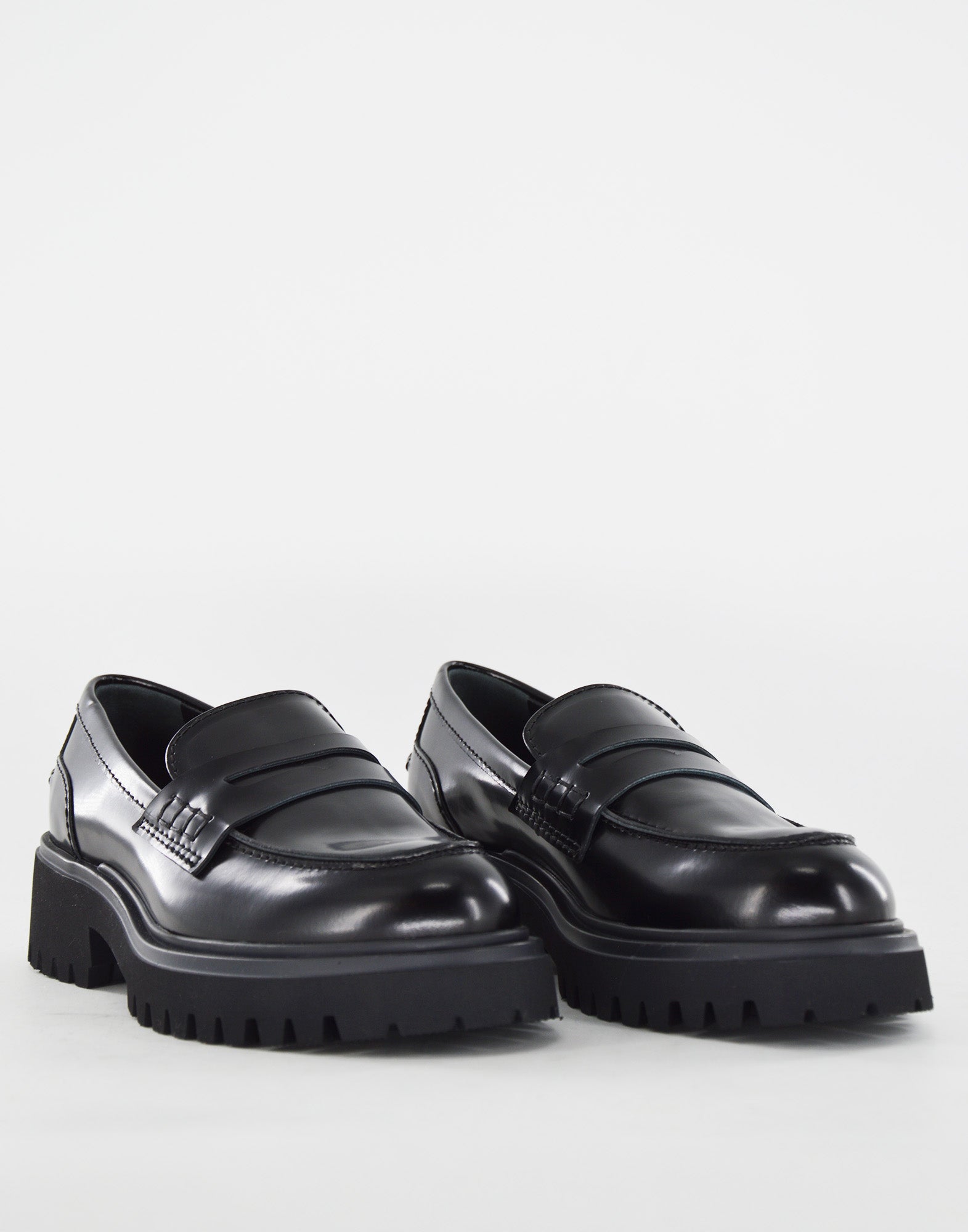 DOUUOD Mocassini Fondo Gomma in Vitello Nero Spazzolato