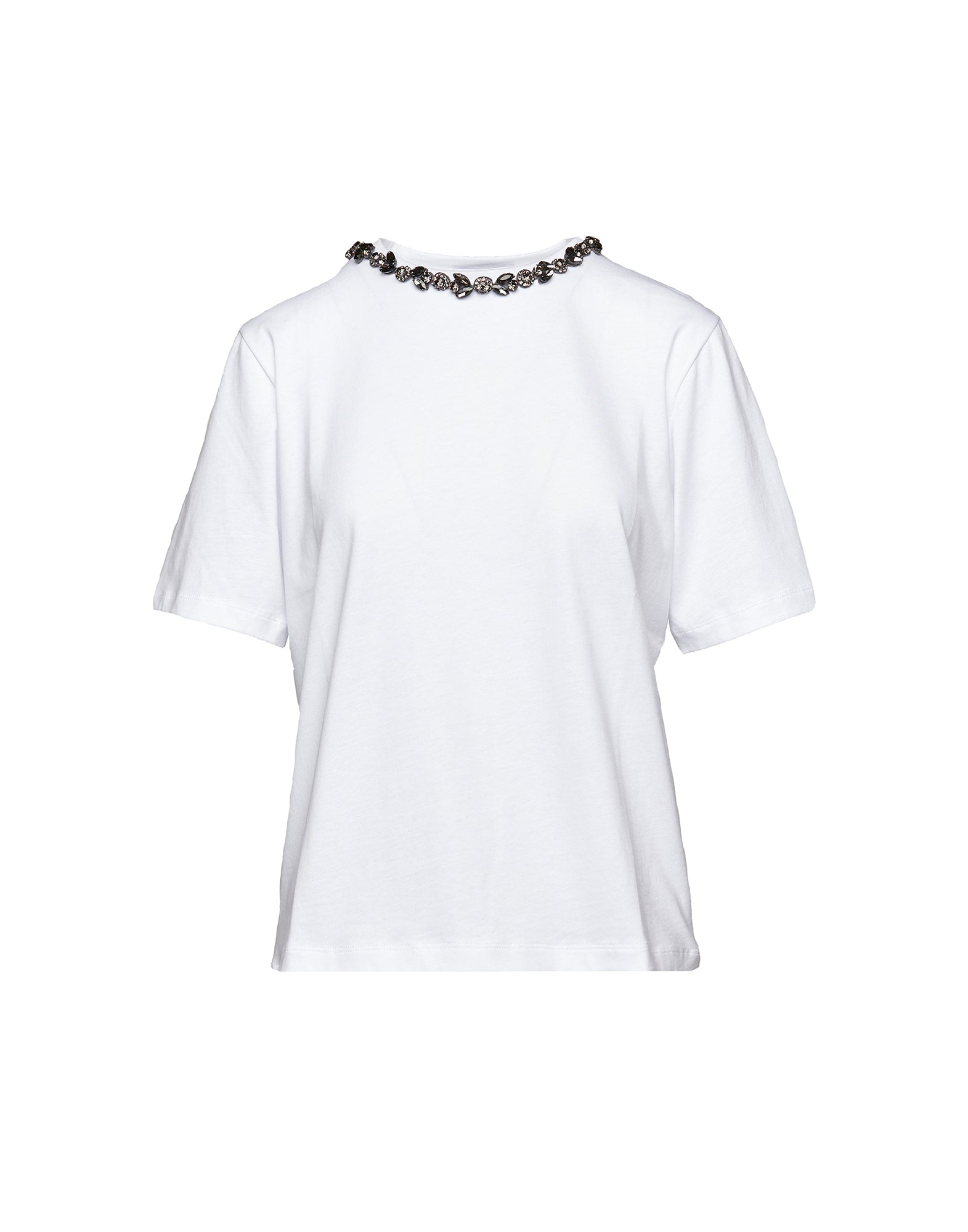 DOUUOD T-shirt Manica Corta con Collana Gioiello Bianca