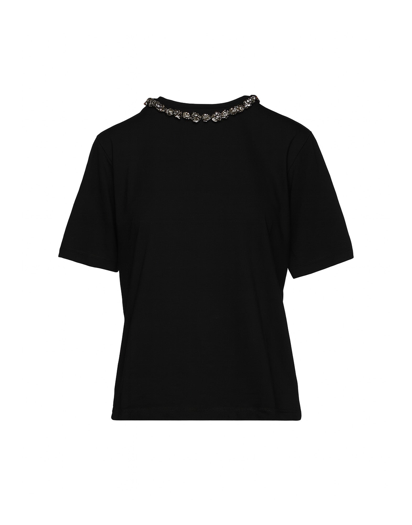 DOUUOD T-shirt Manica Corta con Collana Gioiello Nera