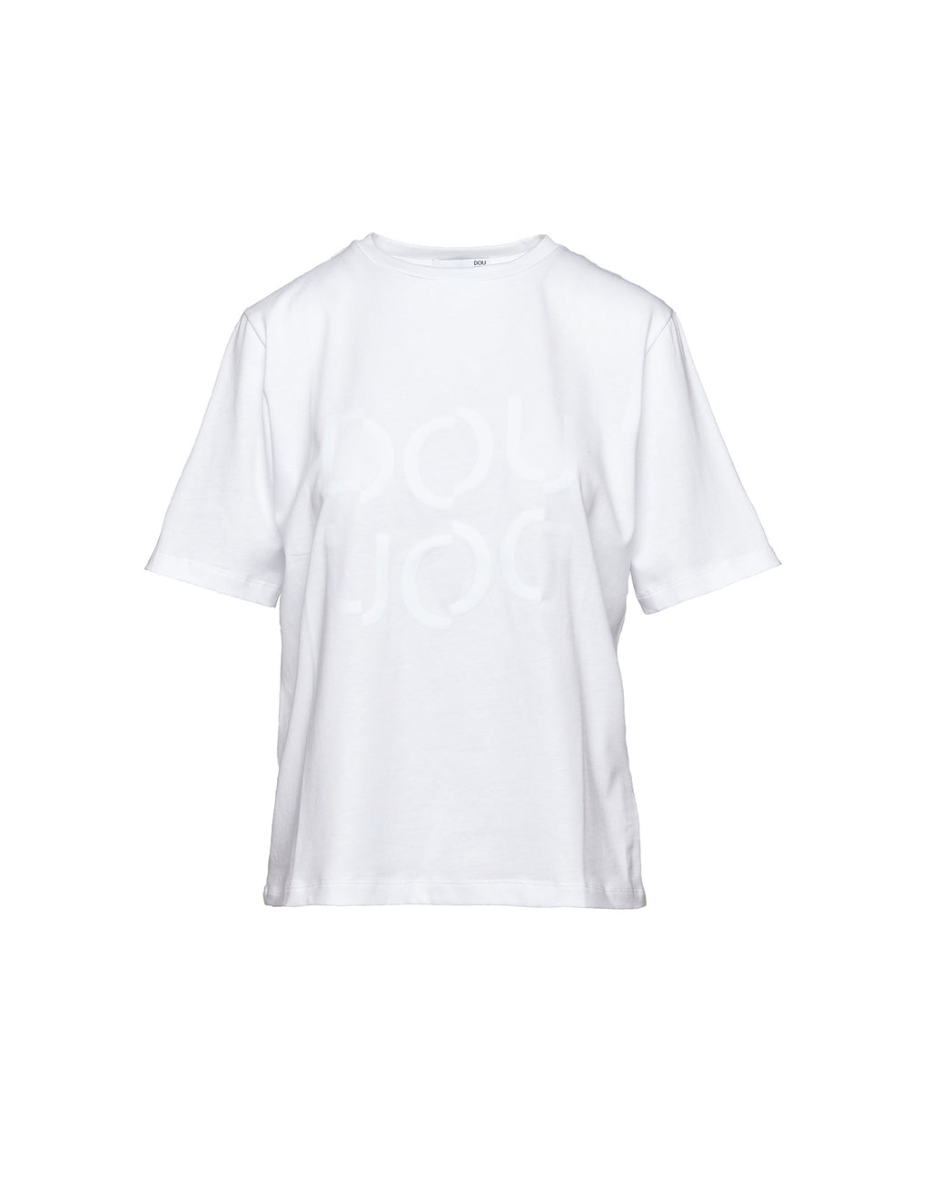 DOUUOD T-shirt Manica Corta con Stampa Logo Bianca