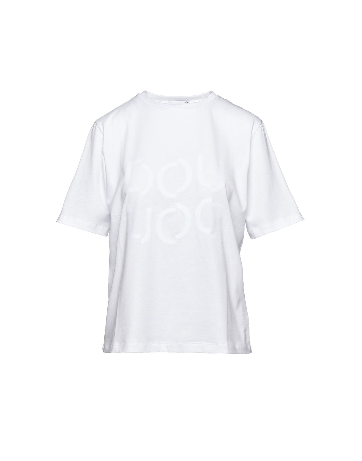 DOUUOD T-shirt Manica Corta con Stampa Logo Bianca