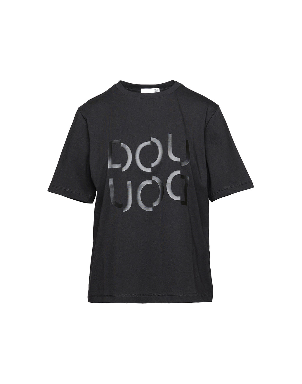 DOUUOD T-shirt Manica Corta con Stampa Logo Nera