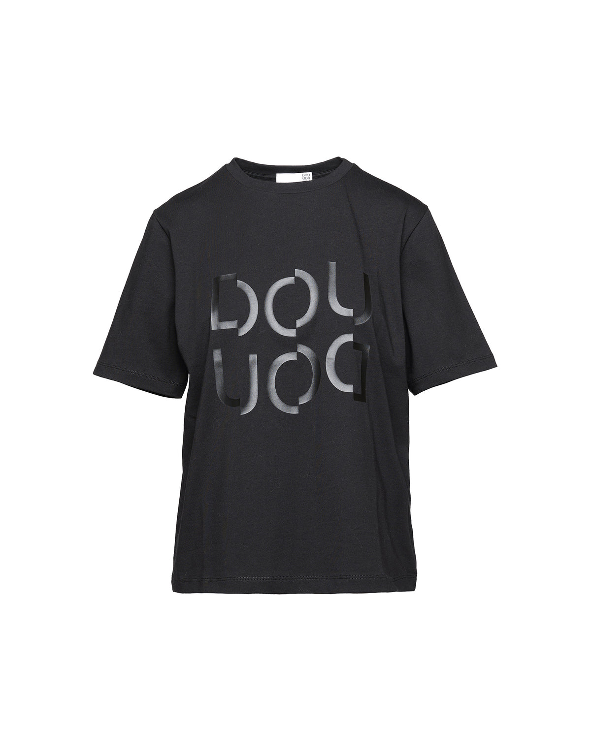 DOUUOD T-shirt Manica Corta con Stampa Logo Nera