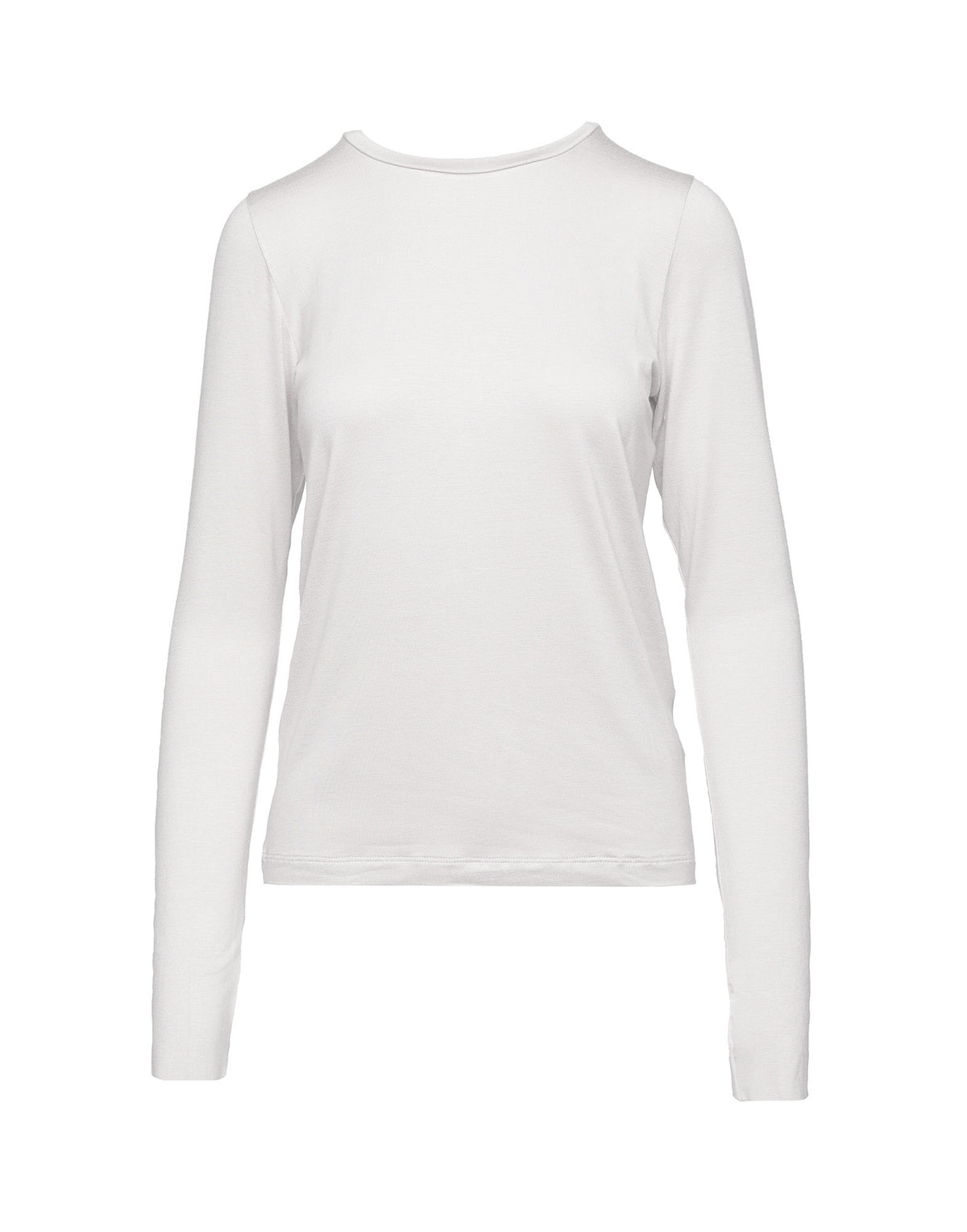 DOUUOD T-shirt a Maniche Lunghe in Jersey di Viscosa Stretch Perla