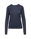 DOUUOD T-shirt a Maniche Lunghe in Jersey di Viscosa Stretch Oltremare