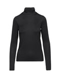 DOUUOD T-shirt a Collo Alto in Jersey di Viscosa Stretch Nera