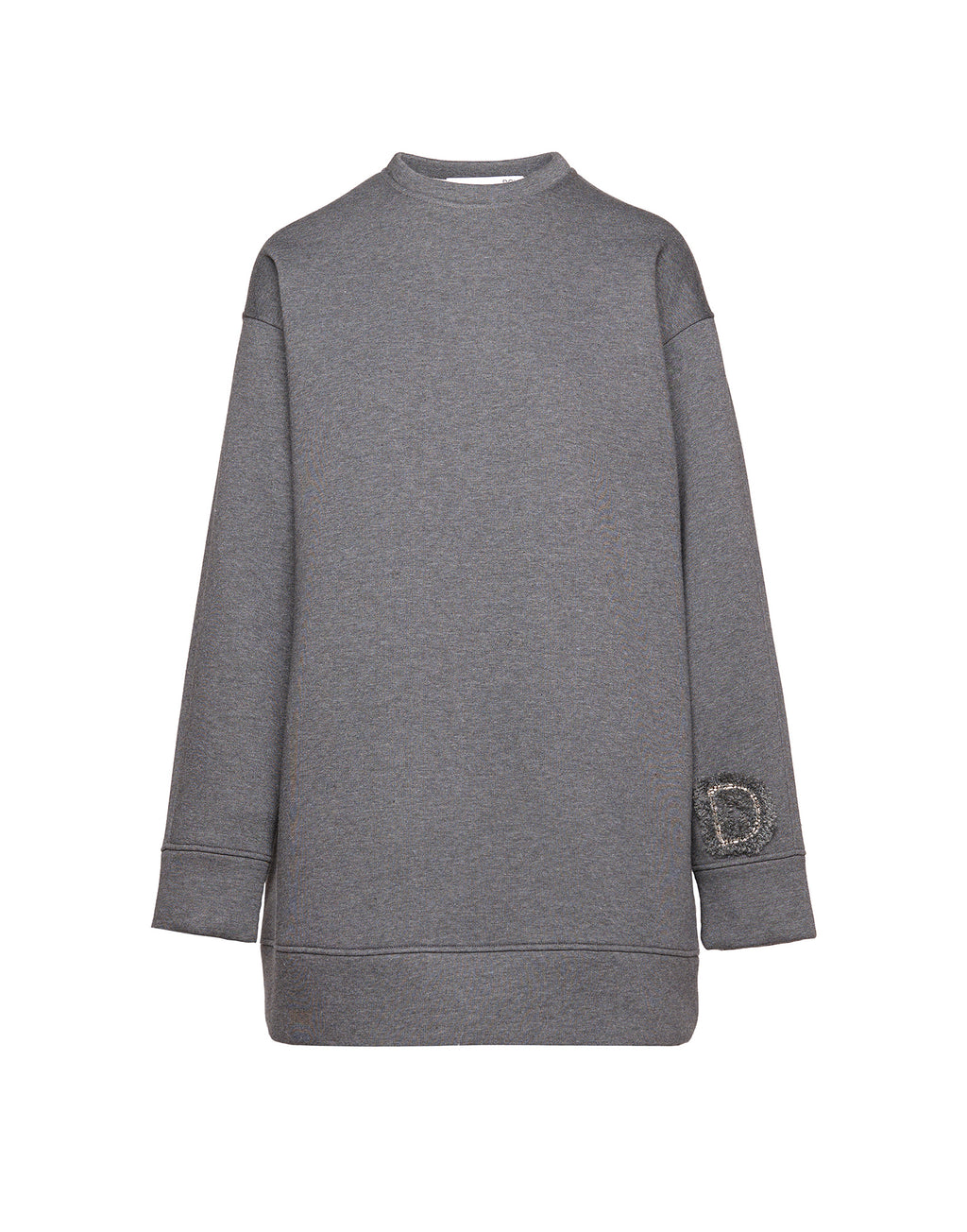 DOUUOD Abito in Felpa Soft con Ricamo Applicato Grigio Melange