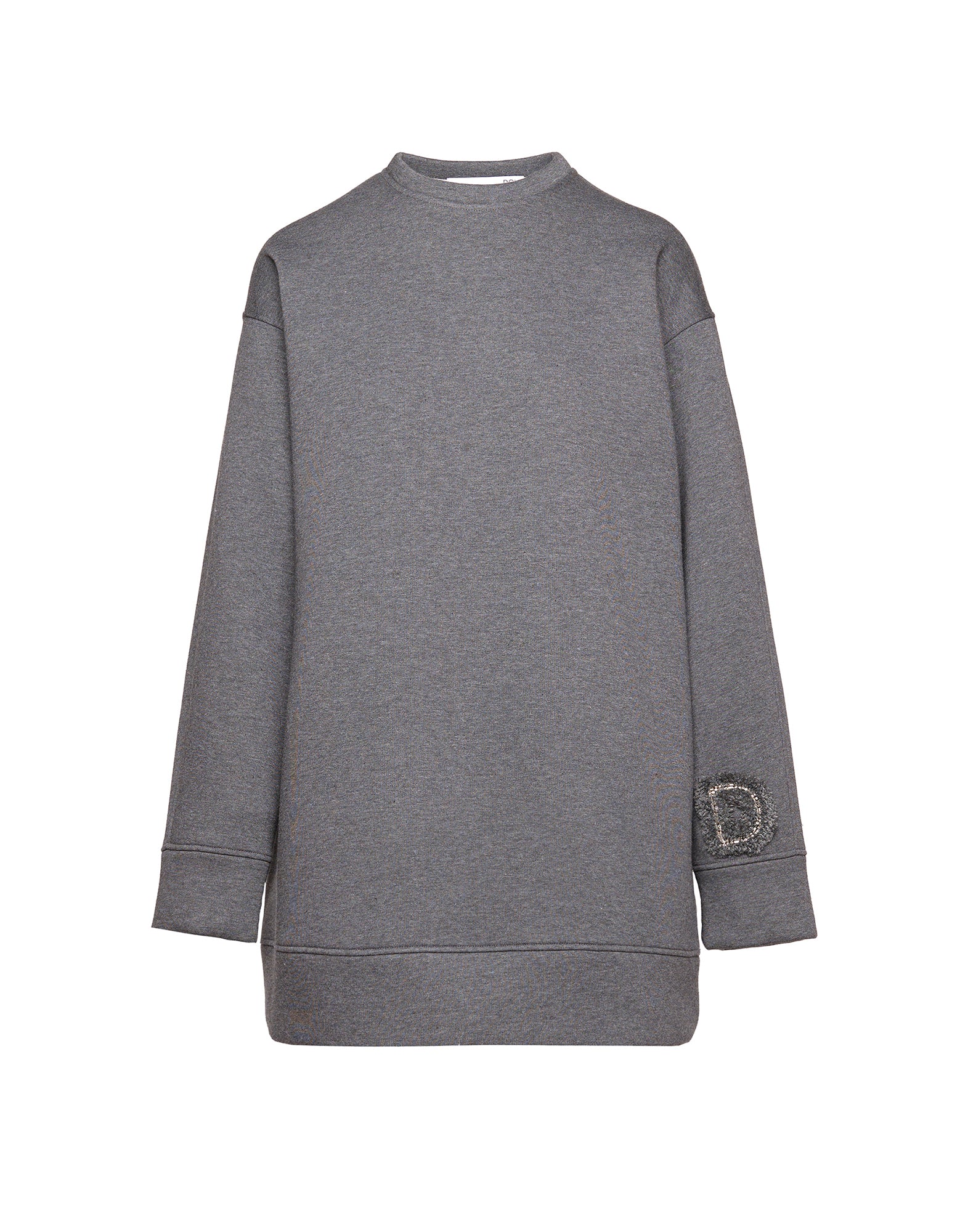 DOUUOD Abito in Felpa Soft con Ricamo Applicato Grigio Melange