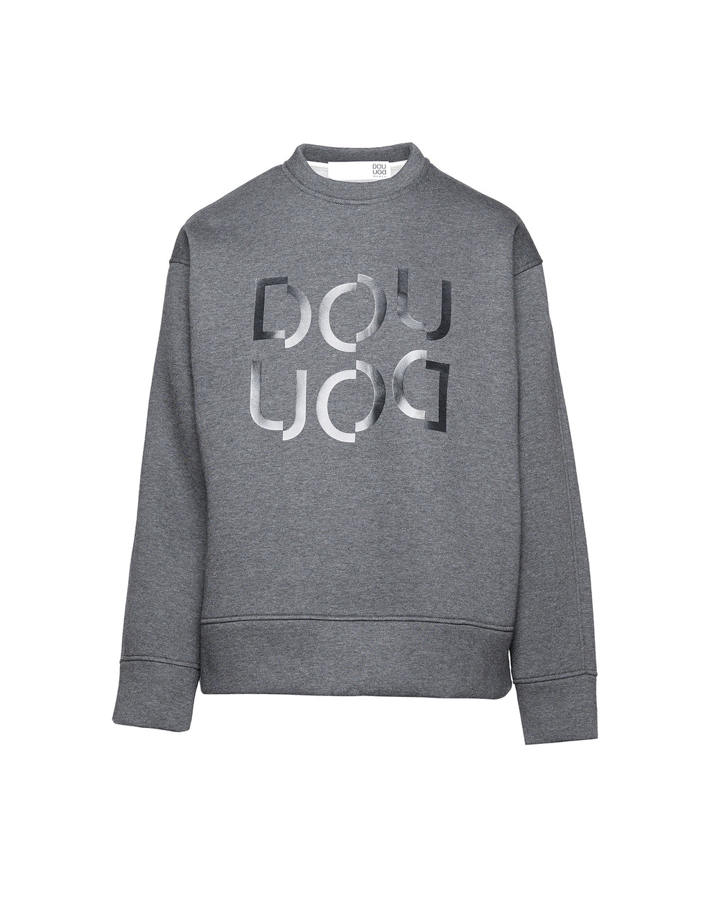 DOUUOD Felpa in Cotone con Logo Frontale Grigio Melange