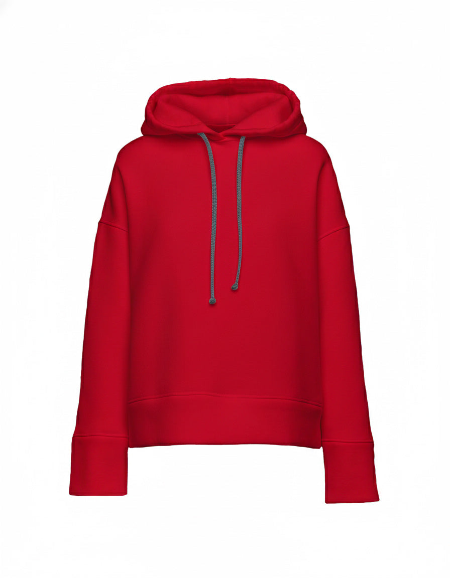 DOUUOD Felpa con Cappuccio in Cotone con Logo sulla Manica Rossa