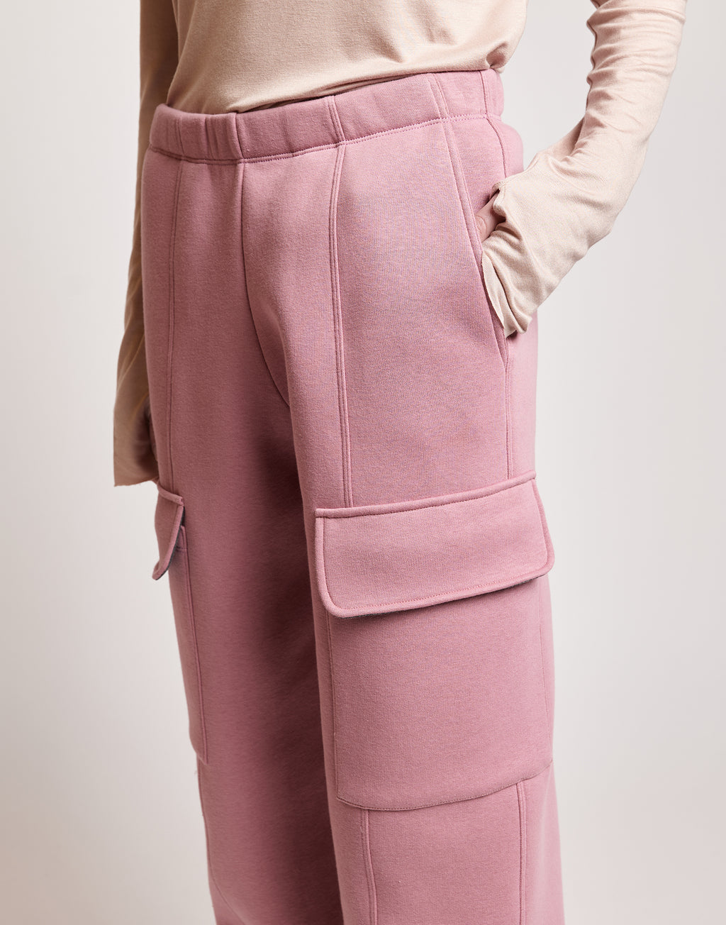 DOUUOD Pantaloni Cargo in Felpa Soft Peonia