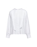 DOUUOD Camicia in Popeline Stretch con Nastro al Collo Bianco