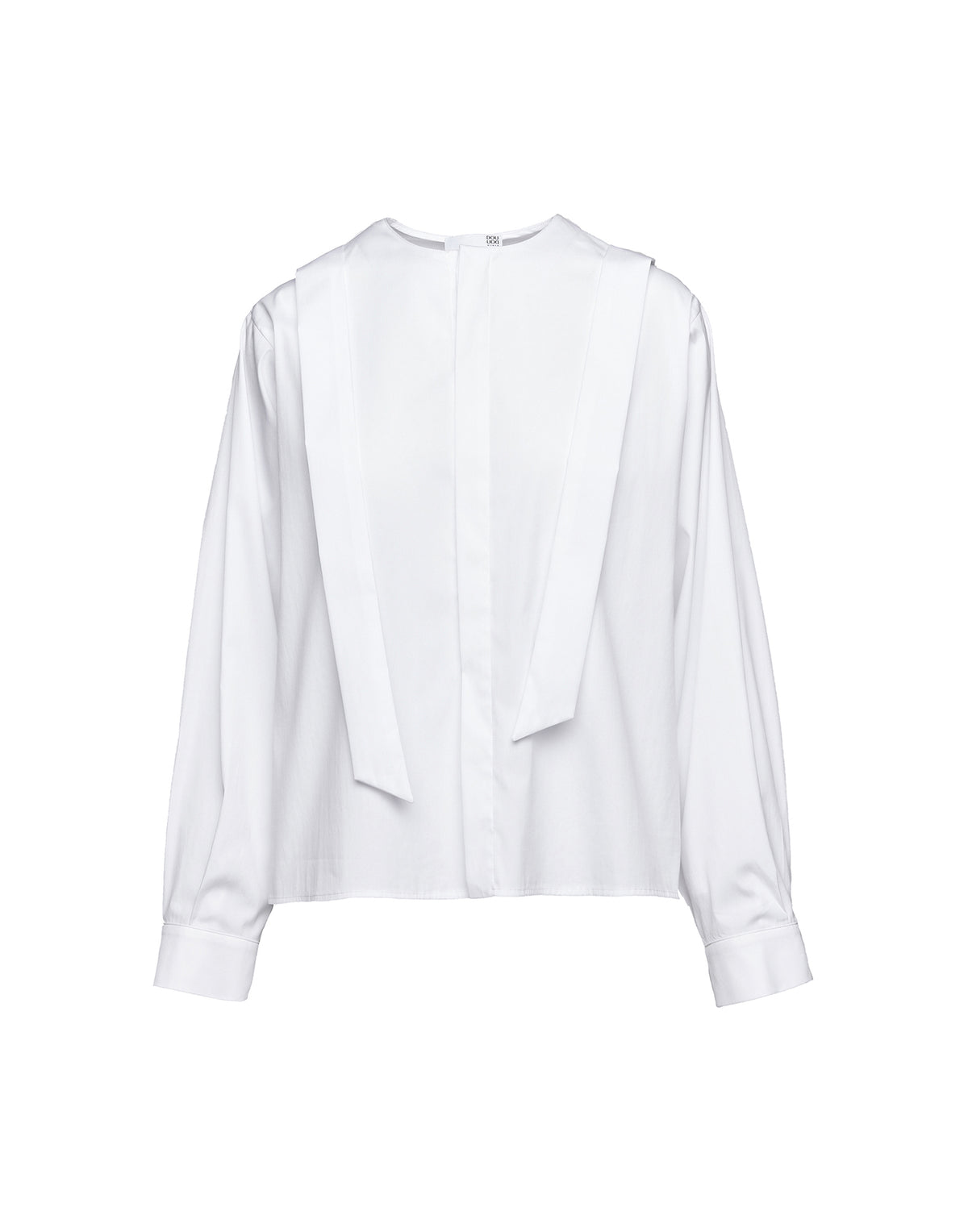 DOUUOD Chemise en popeline stretch avec ruban au col blanc