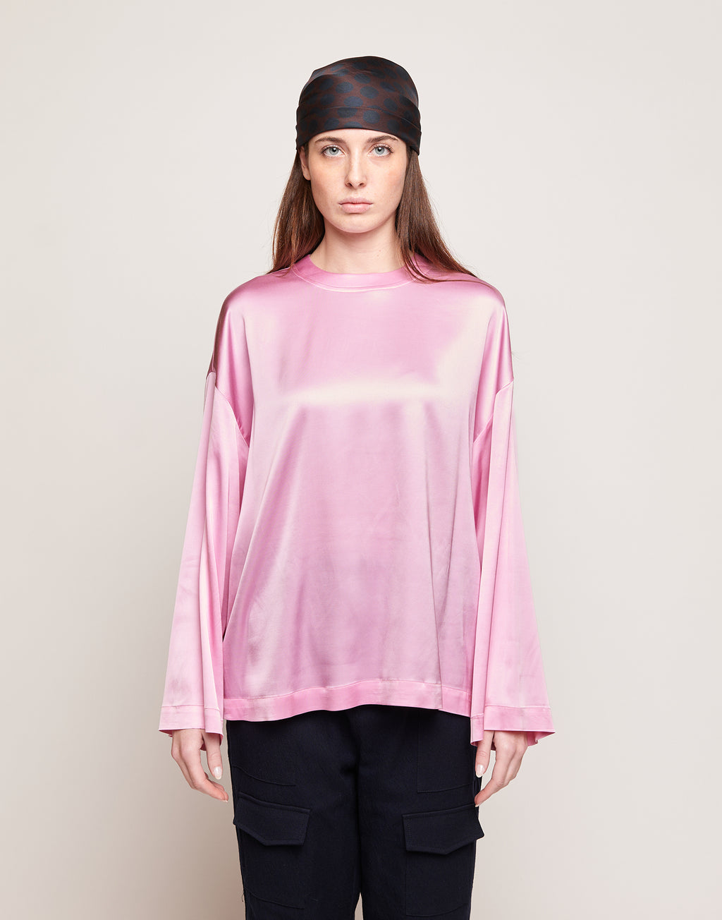 DOUUOD Blusa in Satin di Viscosa Stretch Bocciolo
