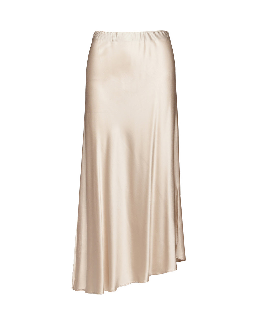 DOUUOD Gonna Lunga Asimmetrica in Satin Stretch Champagne