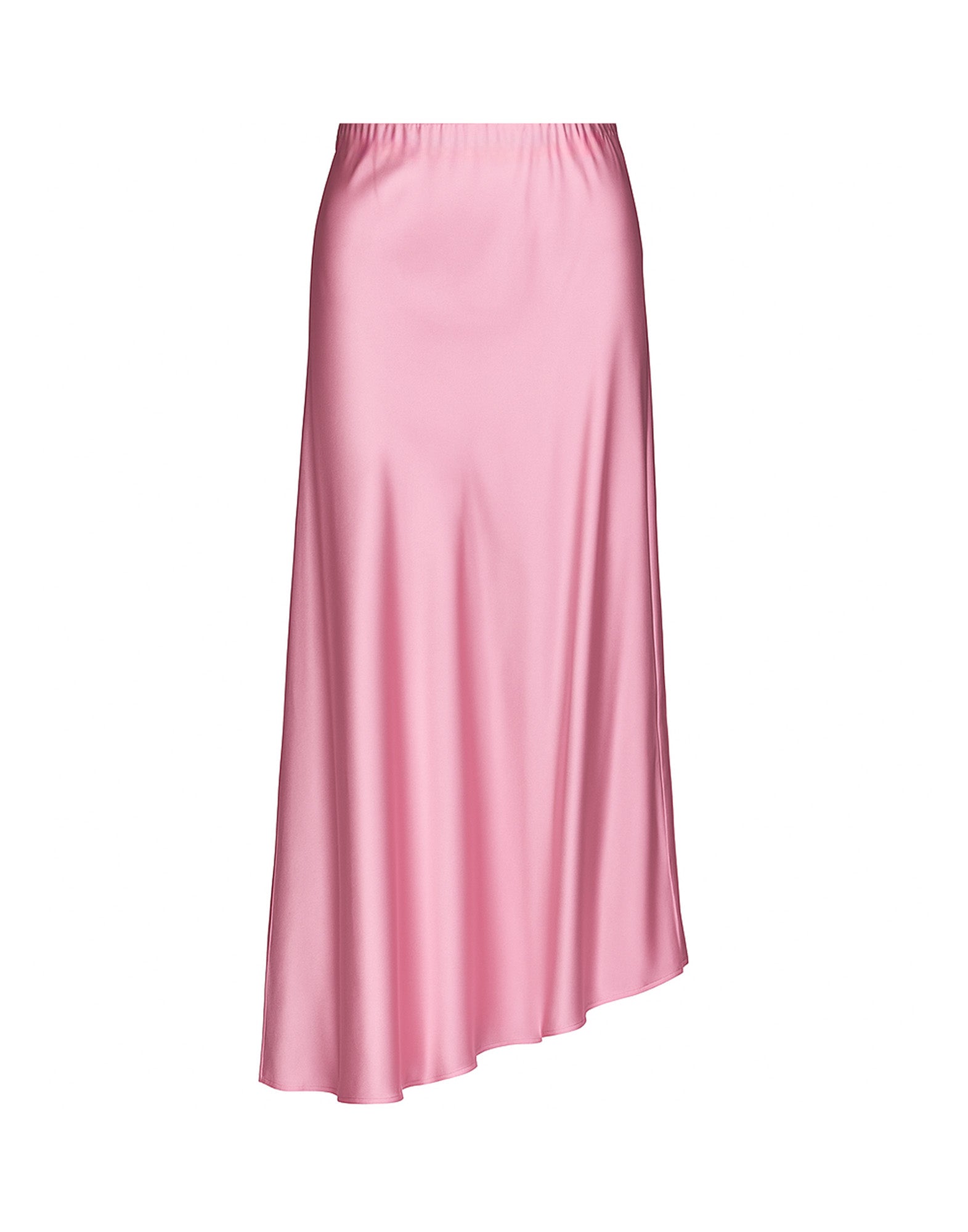 DOUUOD Gonna Lunga Asimmetrica in Satin Stretch Bocciolo