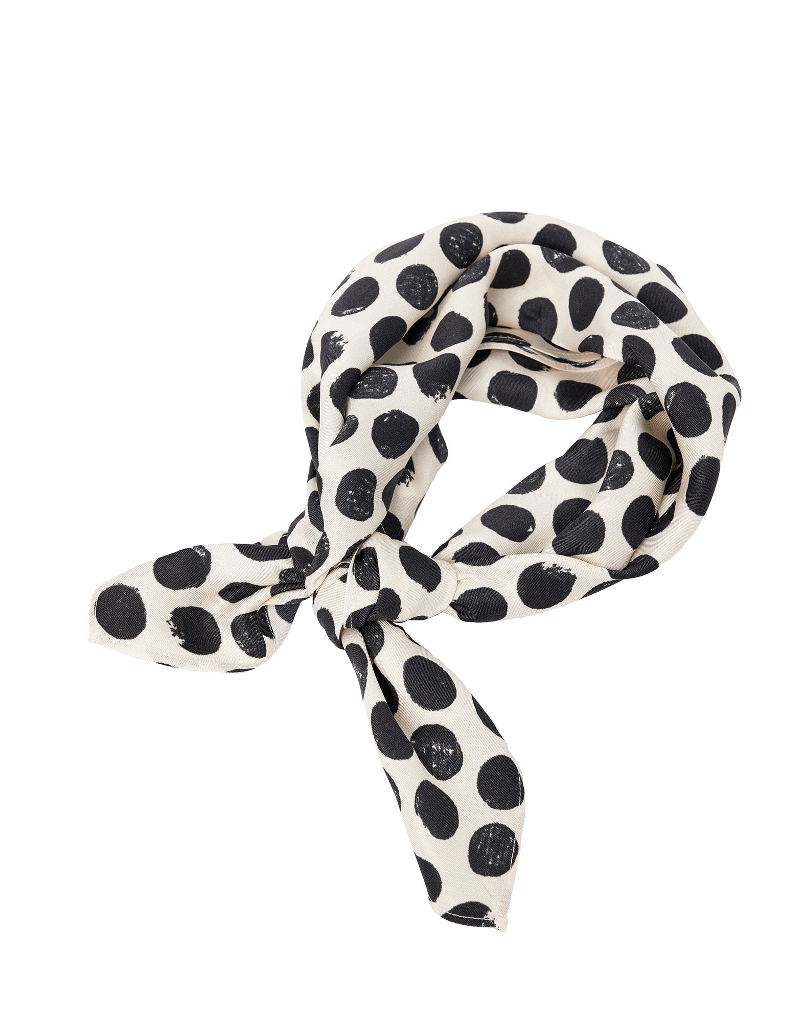 DOUUOD Foulard in Twill con Stampa Pois Champagne/Nero