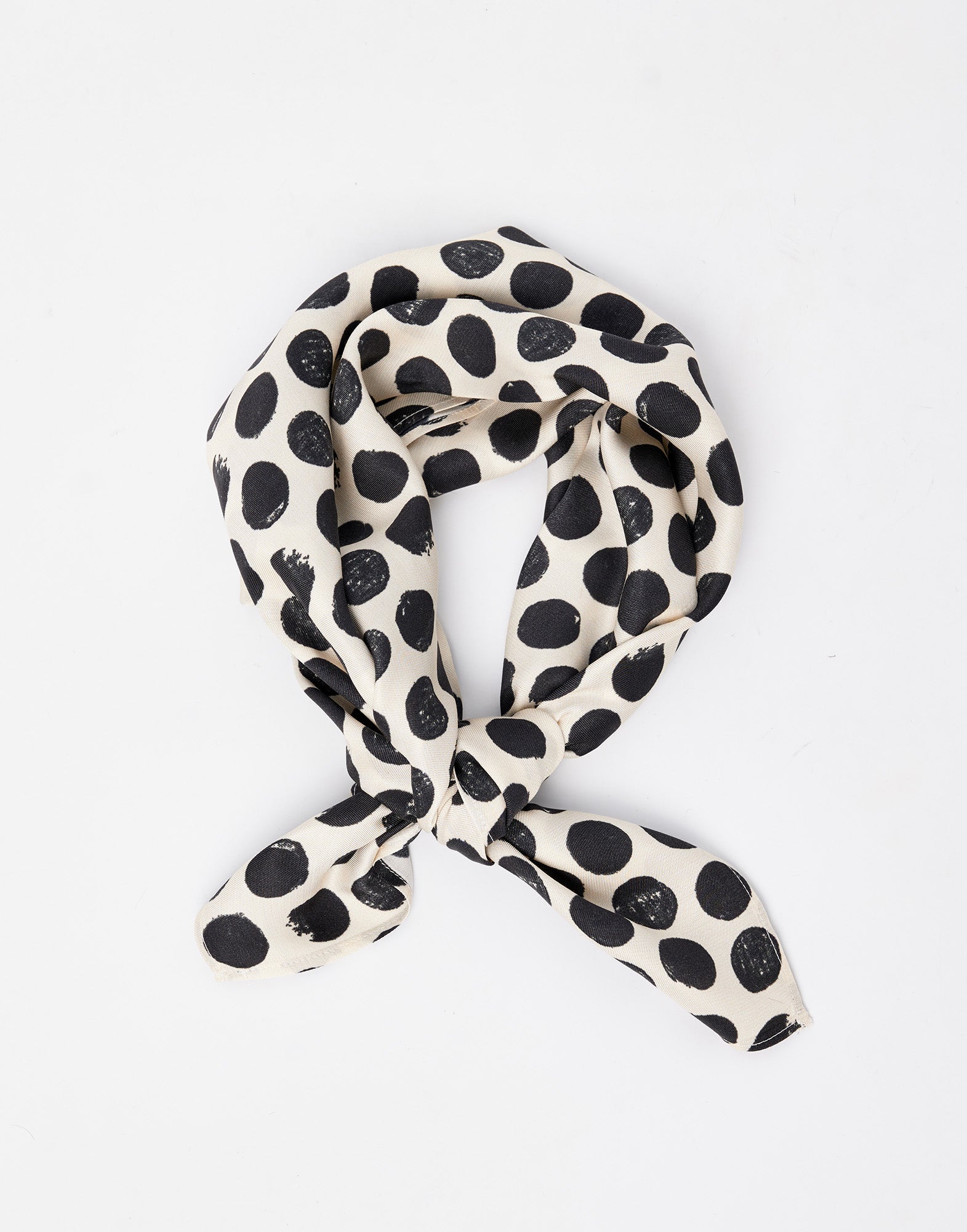 DOUUOD Foulard in Twill con Stampa Pois Champagne/Nero