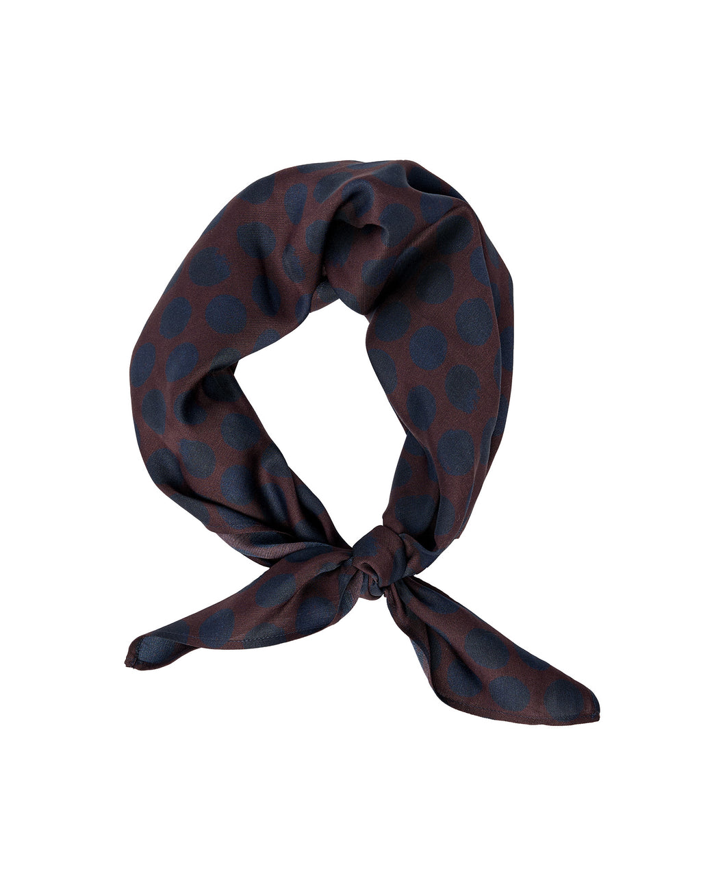 DOUUOD Foulard in Twill con Stampa Pois Moka/Oltremare