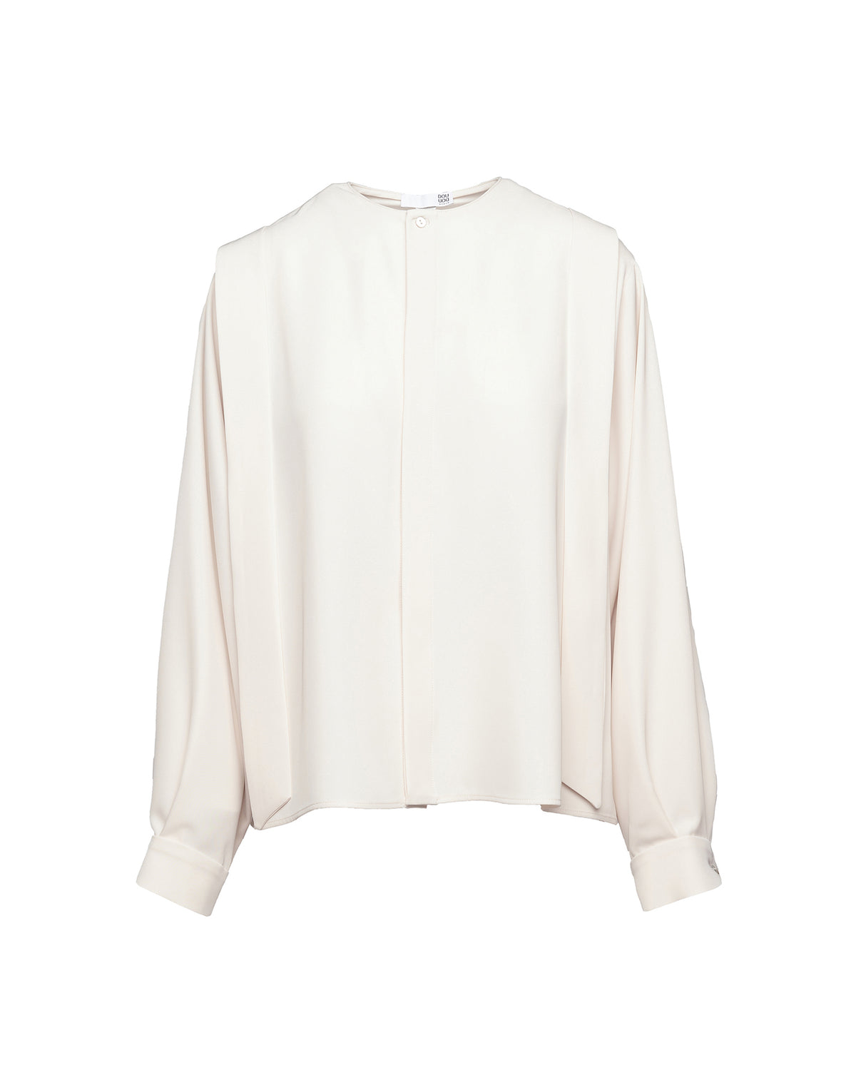 DOUUOD Camicia in Cady Fluido con Sciarpa Staccabile Vaniglia