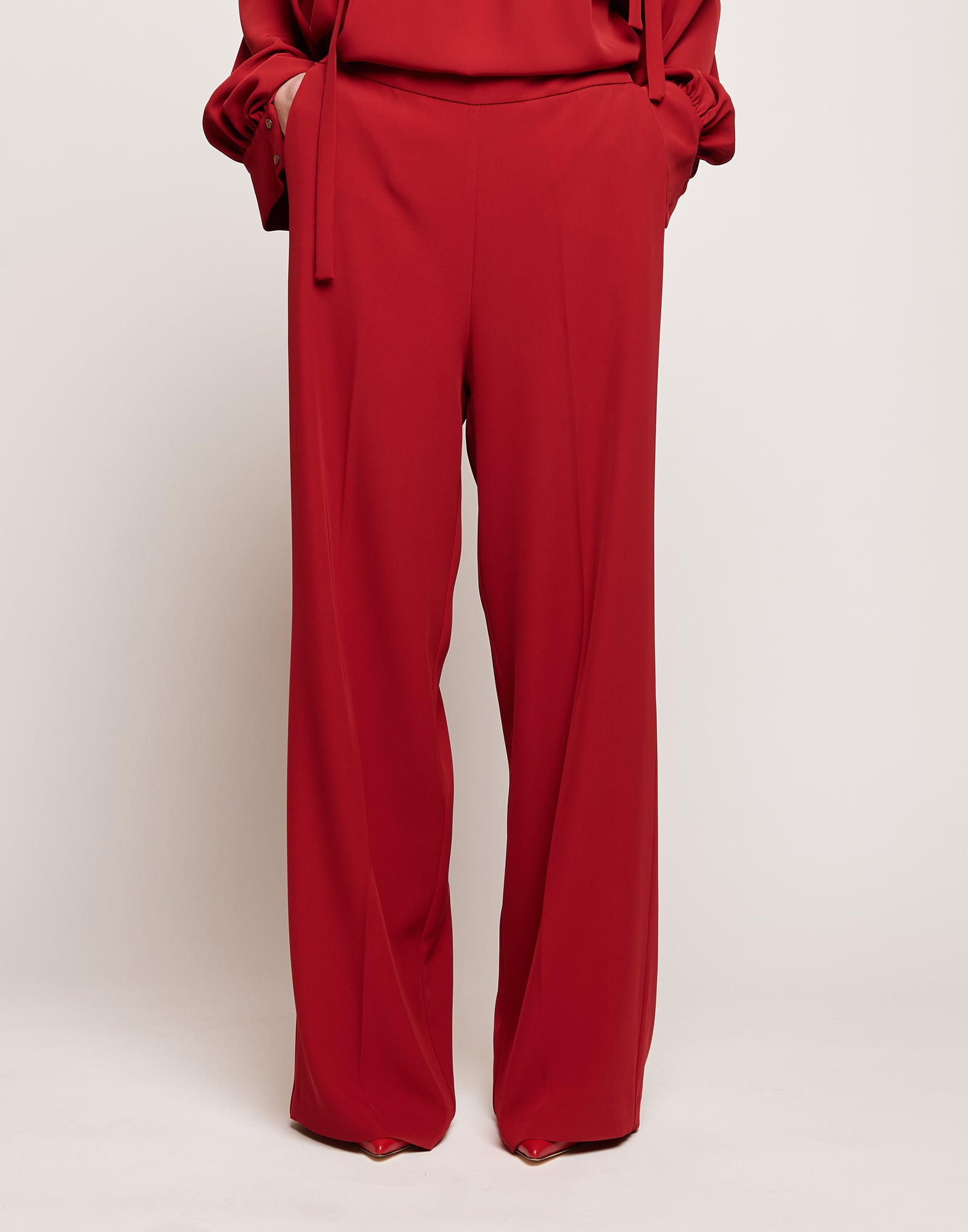 DOUUOD Pantaloni Ampi in Cady Fluido